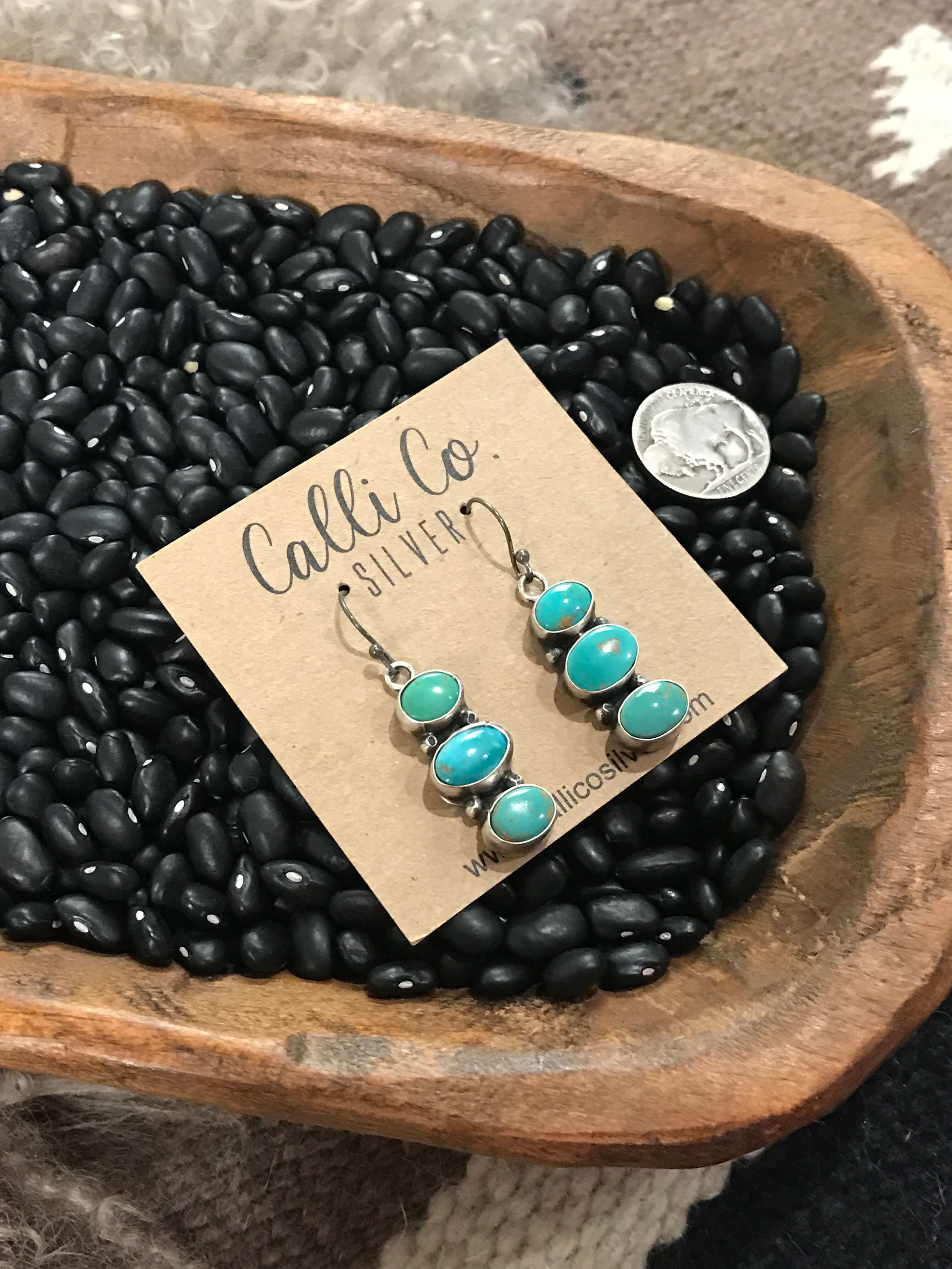 The Laureles Earrings, 3-Earrings-Calli Co., Turquoise and Silver Jewelry, Native American Handmade, Zuni Tribe, Navajo Tribe, Brock Texas