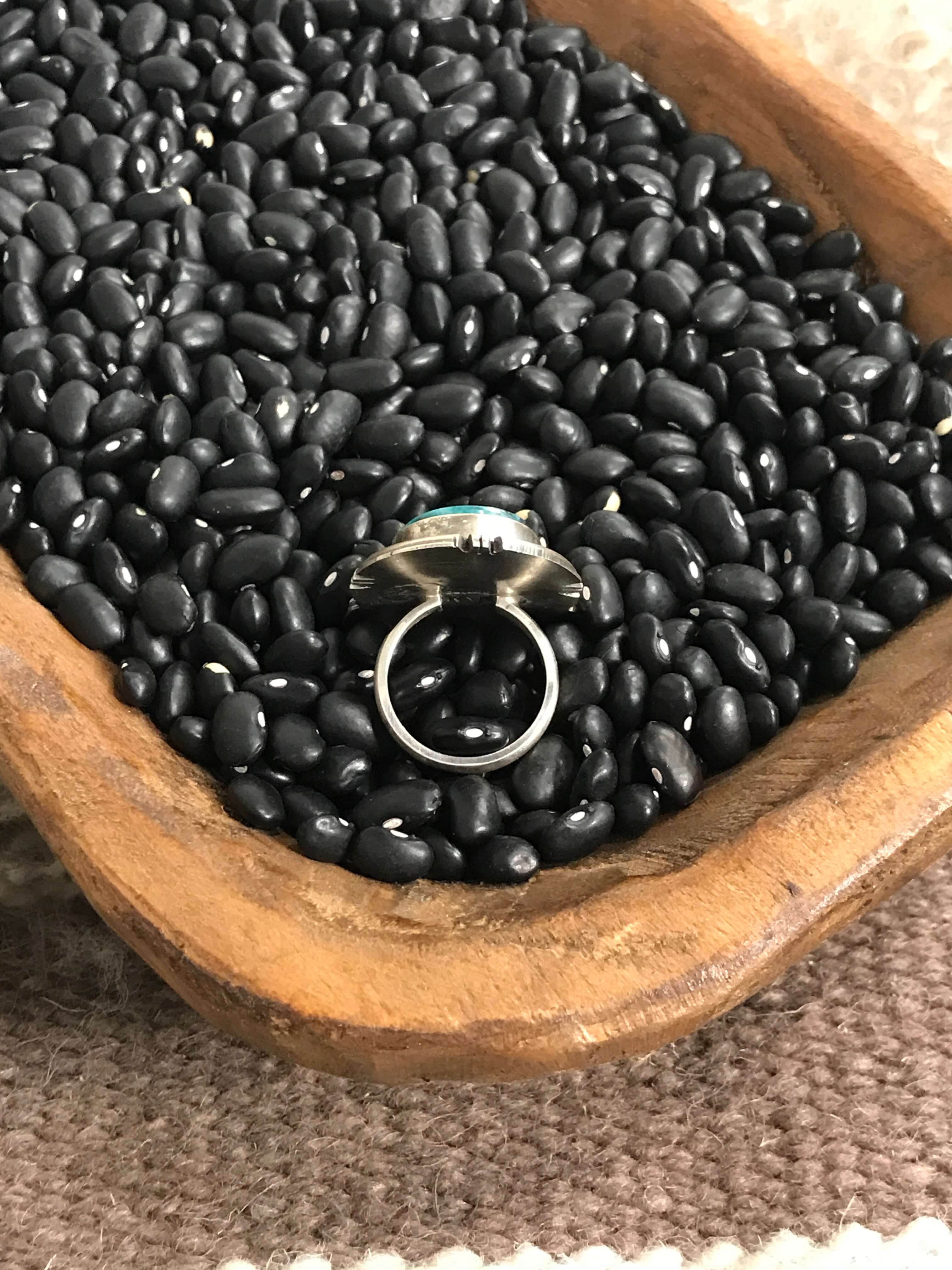 The Ridge Wood Ring, Sz 8.5-Rings-Calli Co., Turquoise and Silver Jewelry, Native American Handmade, Zuni Tribe, Navajo Tribe, Brock Texas