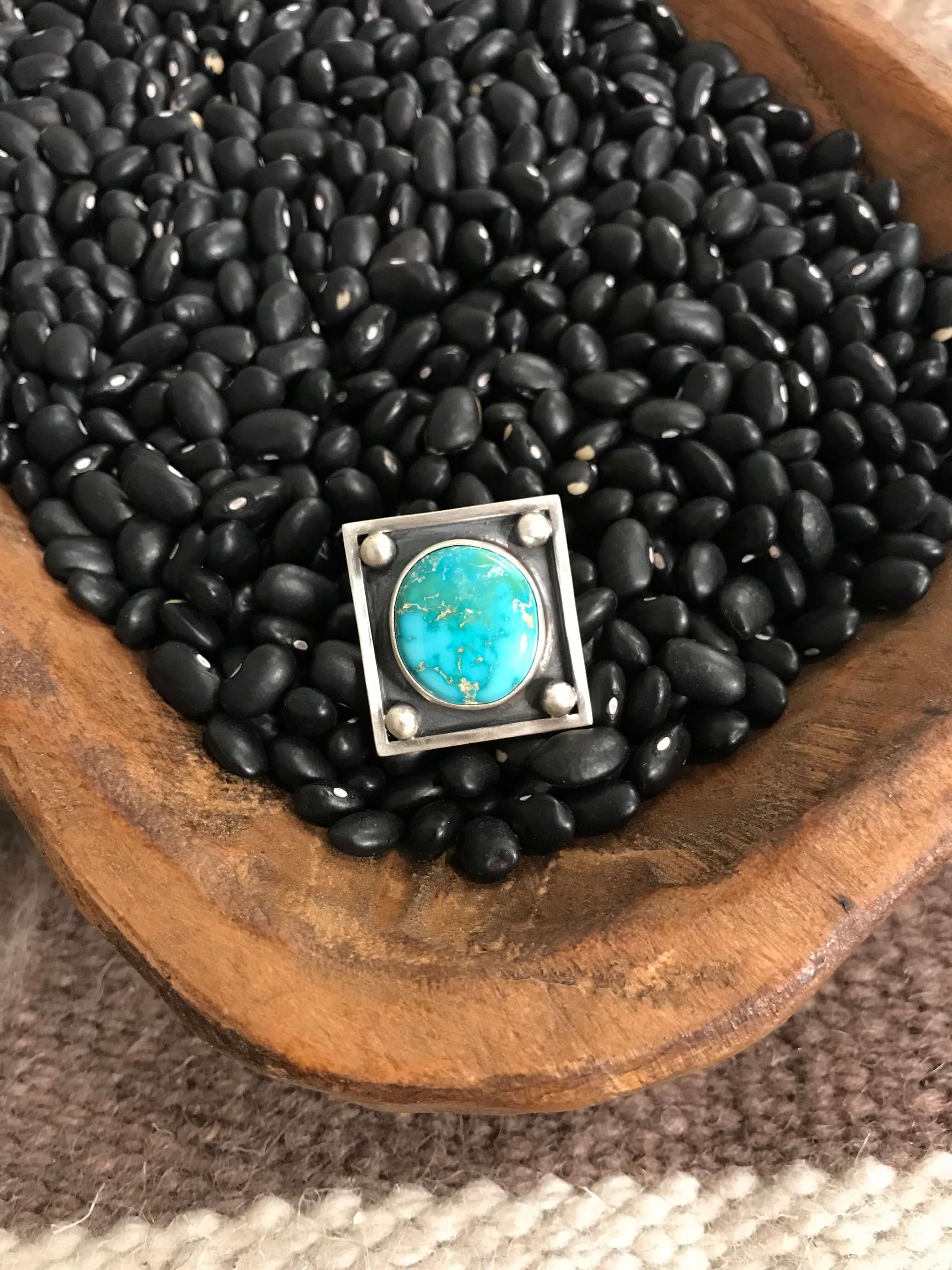 The Sinclair Adjustable Turquoise Ring, 2-Rings-Calli Co., Turquoise and Silver Jewelry, Native American Handmade, Zuni Tribe, Navajo Tribe, Brock Texas