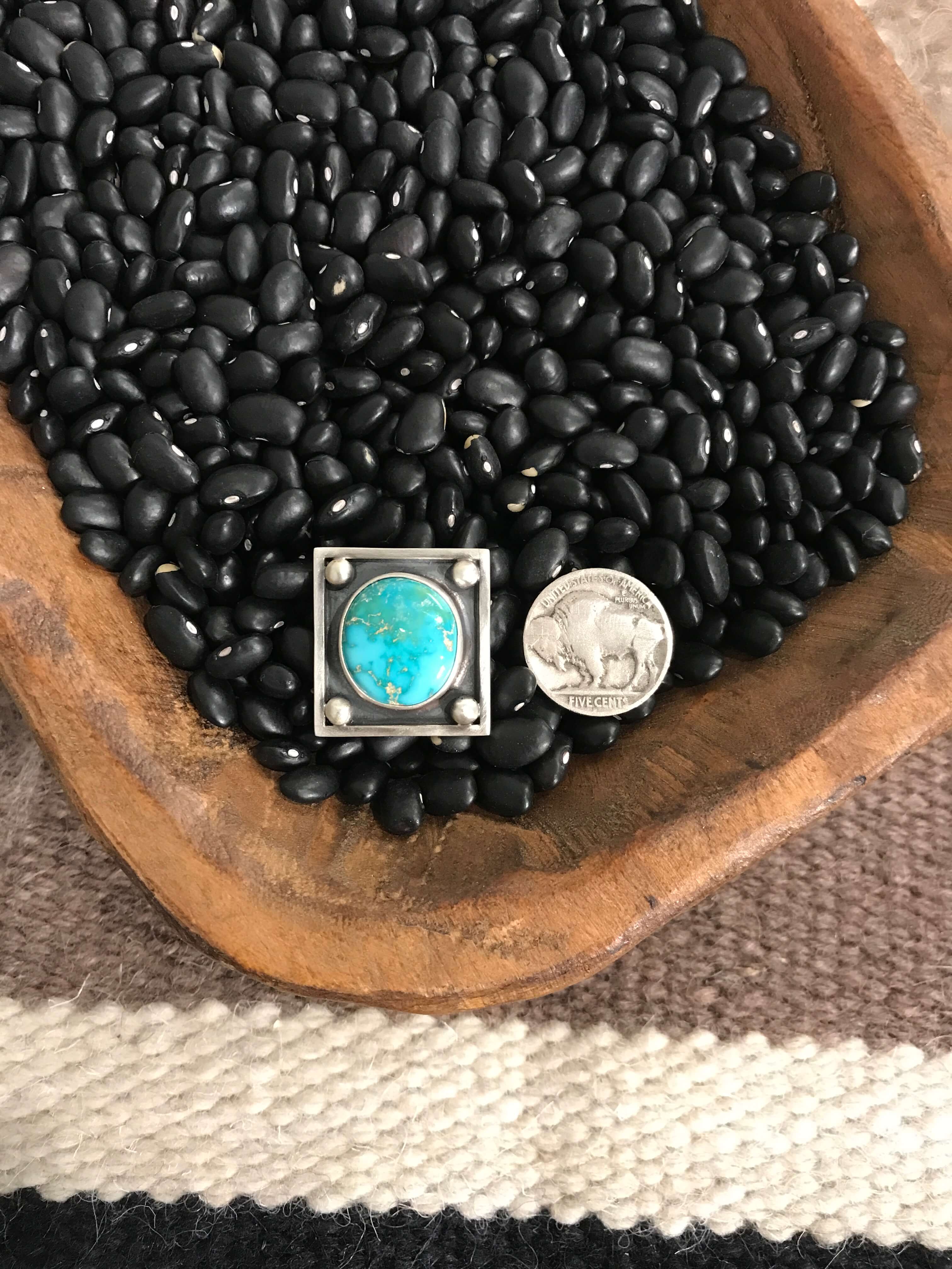 The Sinclair Adjustable Turquoise Ring, 2-Rings-Calli Co., Turquoise and Silver Jewelry, Native American Handmade, Zuni Tribe, Navajo Tribe, Brock Texas