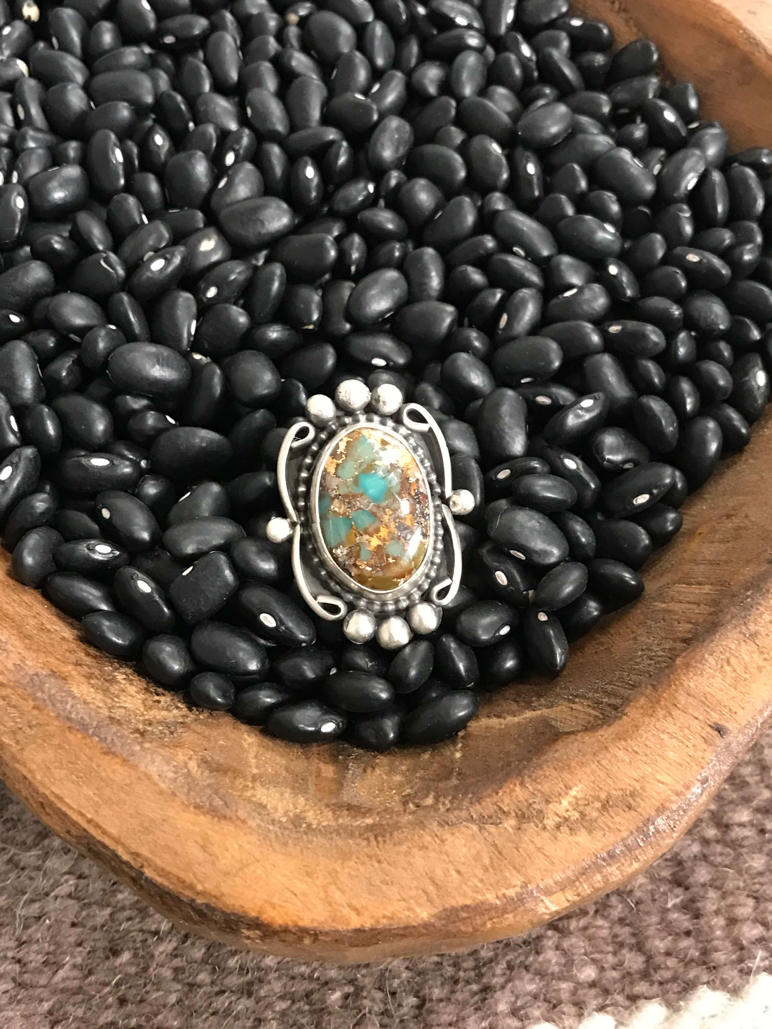 The Eddy Adjustable Turquoise Ring-Rings-Calli Co., Turquoise and Silver Jewelry, Native American Handmade, Zuni Tribe, Navajo Tribe, Brock Texas