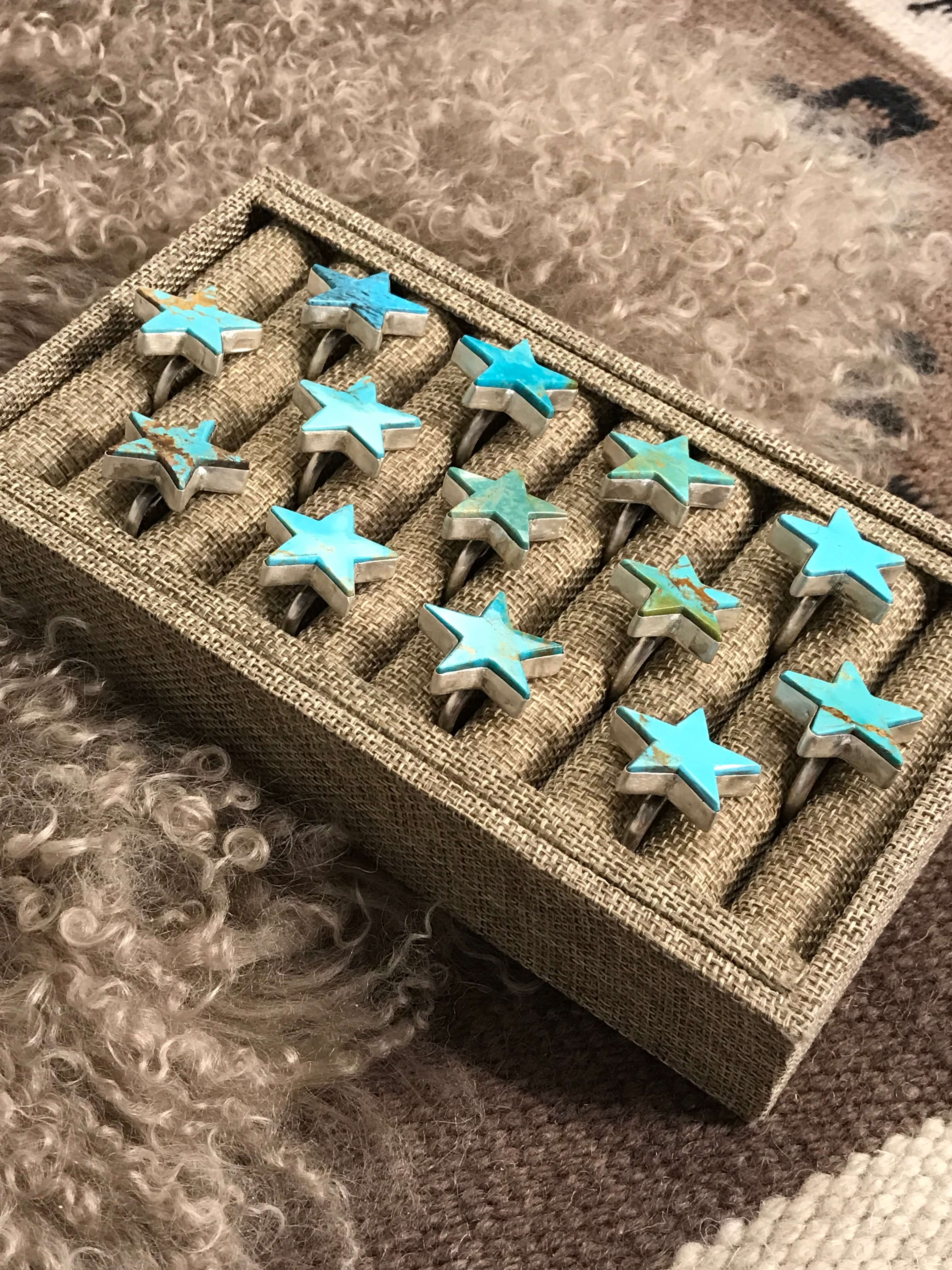 The Stardust Adjustable Turquoise Rings-Rings-Calli Co., Turquoise and Silver Jewelry, Native American Handmade, Zuni Tribe, Navajo Tribe, Brock Texas