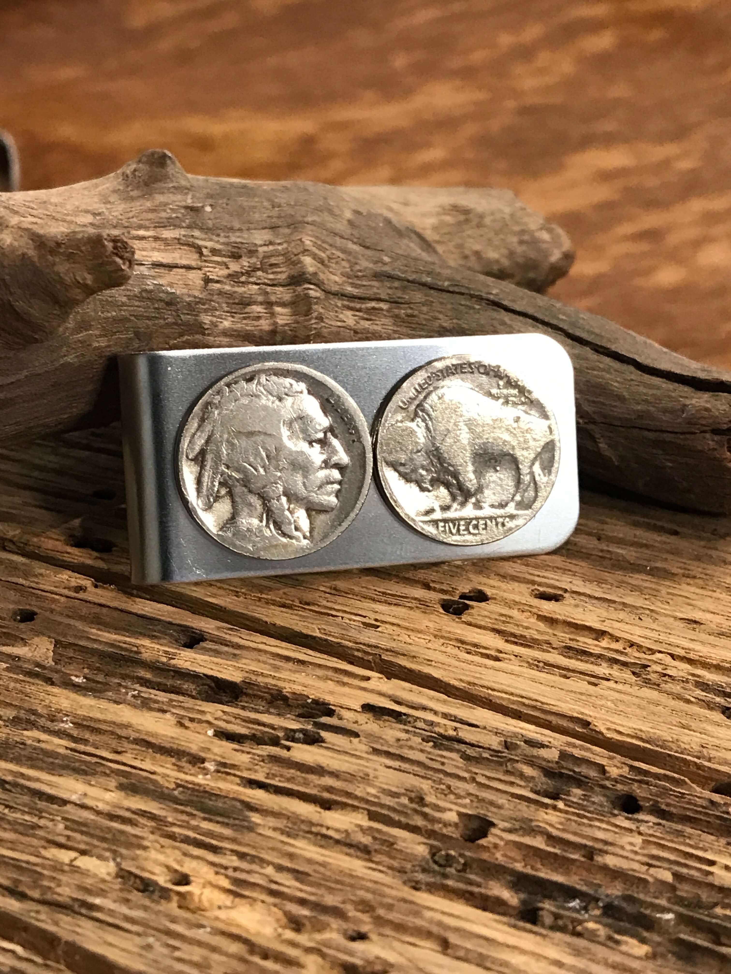 The Buffalo Nickel Money Clip-Miscellaneous-Calli Co., Turquoise and Silver Jewelry, Native American Handmade, Zuni Tribe, Navajo Tribe, Brock Texas