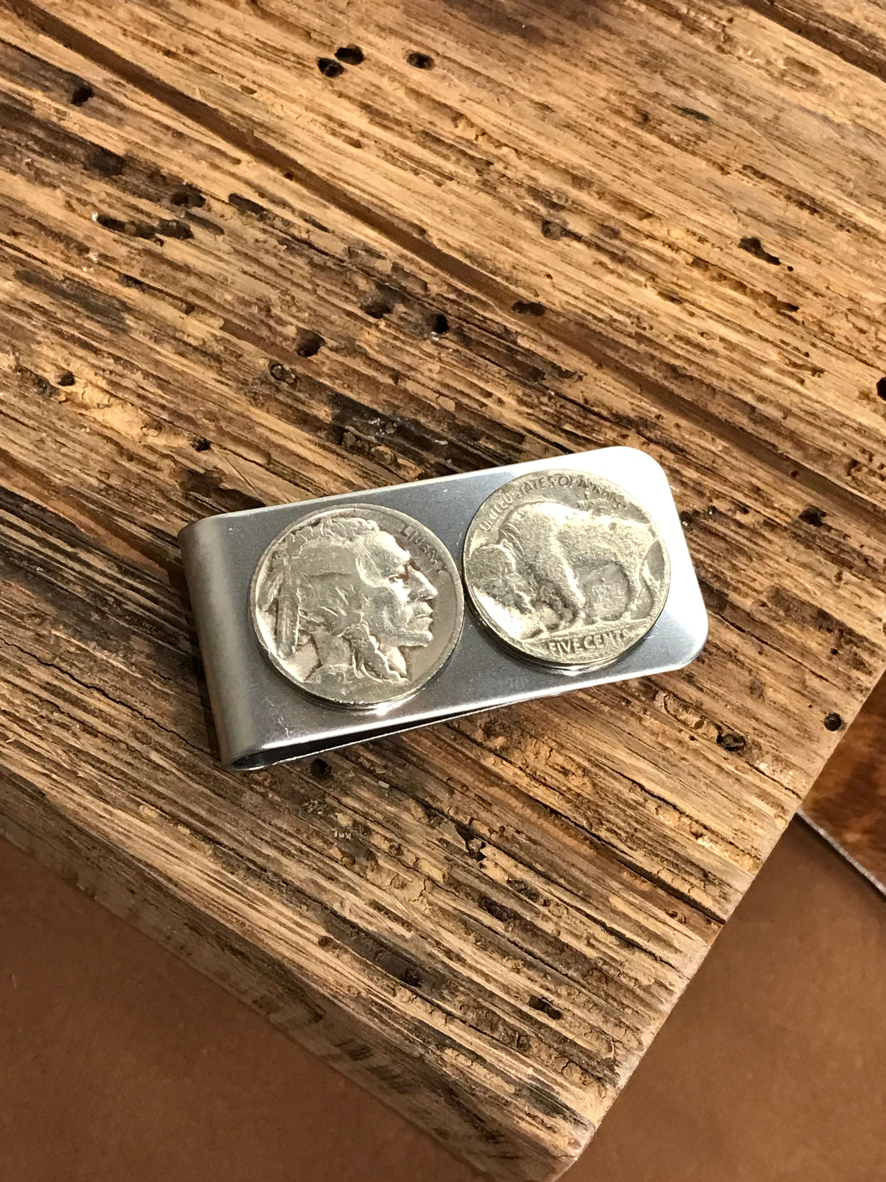 The Buffalo Nickel Money Clip-Miscellaneous-Calli Co., Turquoise and Silver Jewelry, Native American Handmade, Zuni Tribe, Navajo Tribe, Brock Texas