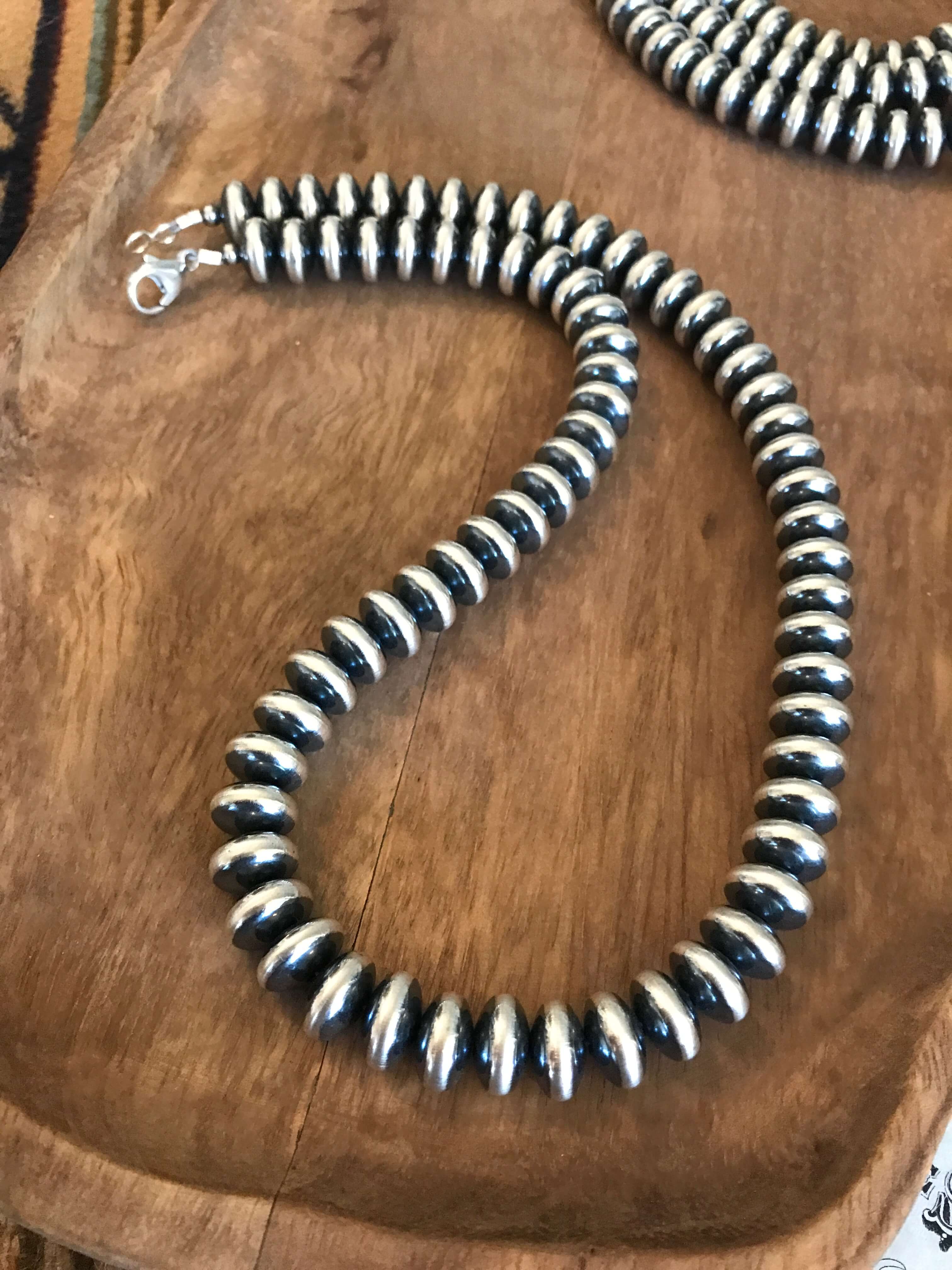 The Tyler 12mm Saucer Pearl Necklace-Necklaces-Calli Co., Turquoise and Silver Jewelry, Native American Handmade, Zuni Tribe, Navajo Tribe, Brock Texas