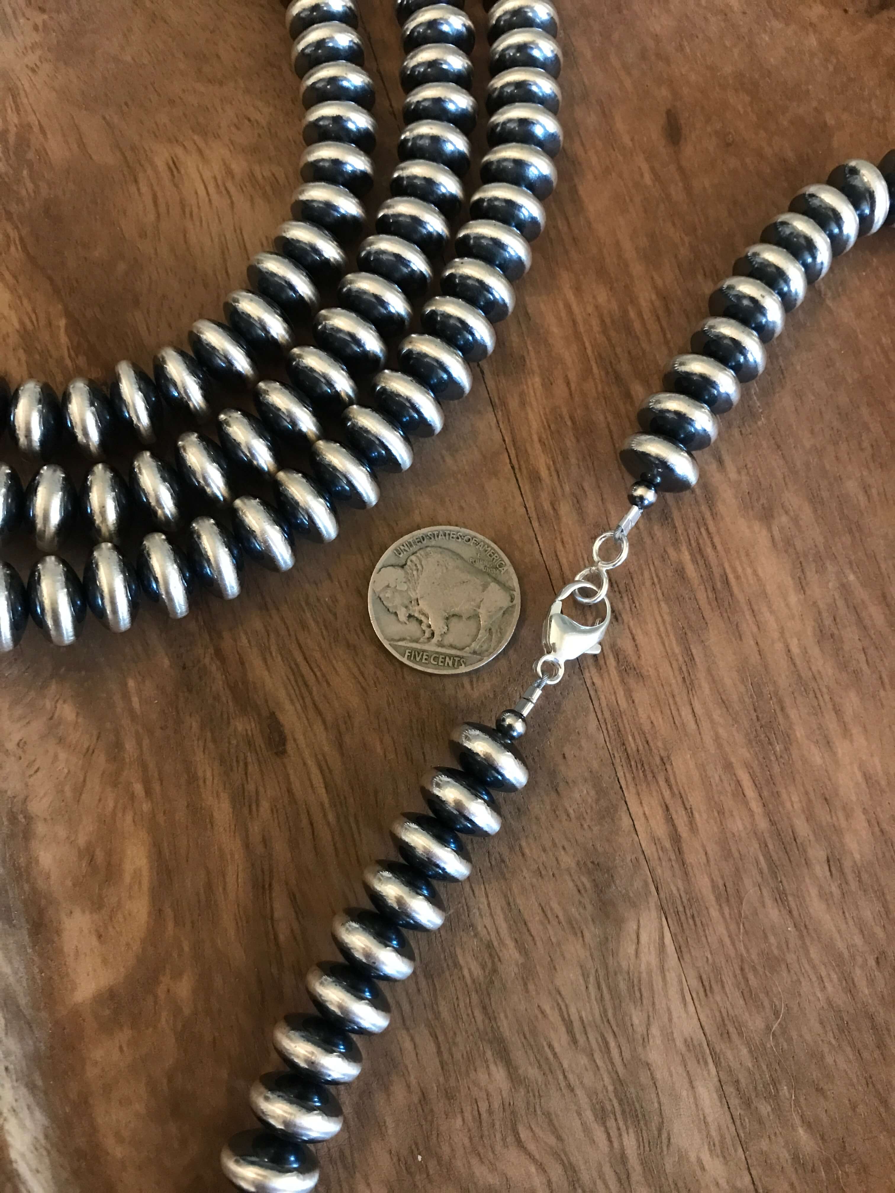 The Tyler 12mm Saucer Pearl Necklace-Necklaces-Calli Co., Turquoise and Silver Jewelry, Native American Handmade, Zuni Tribe, Navajo Tribe, Brock Texas