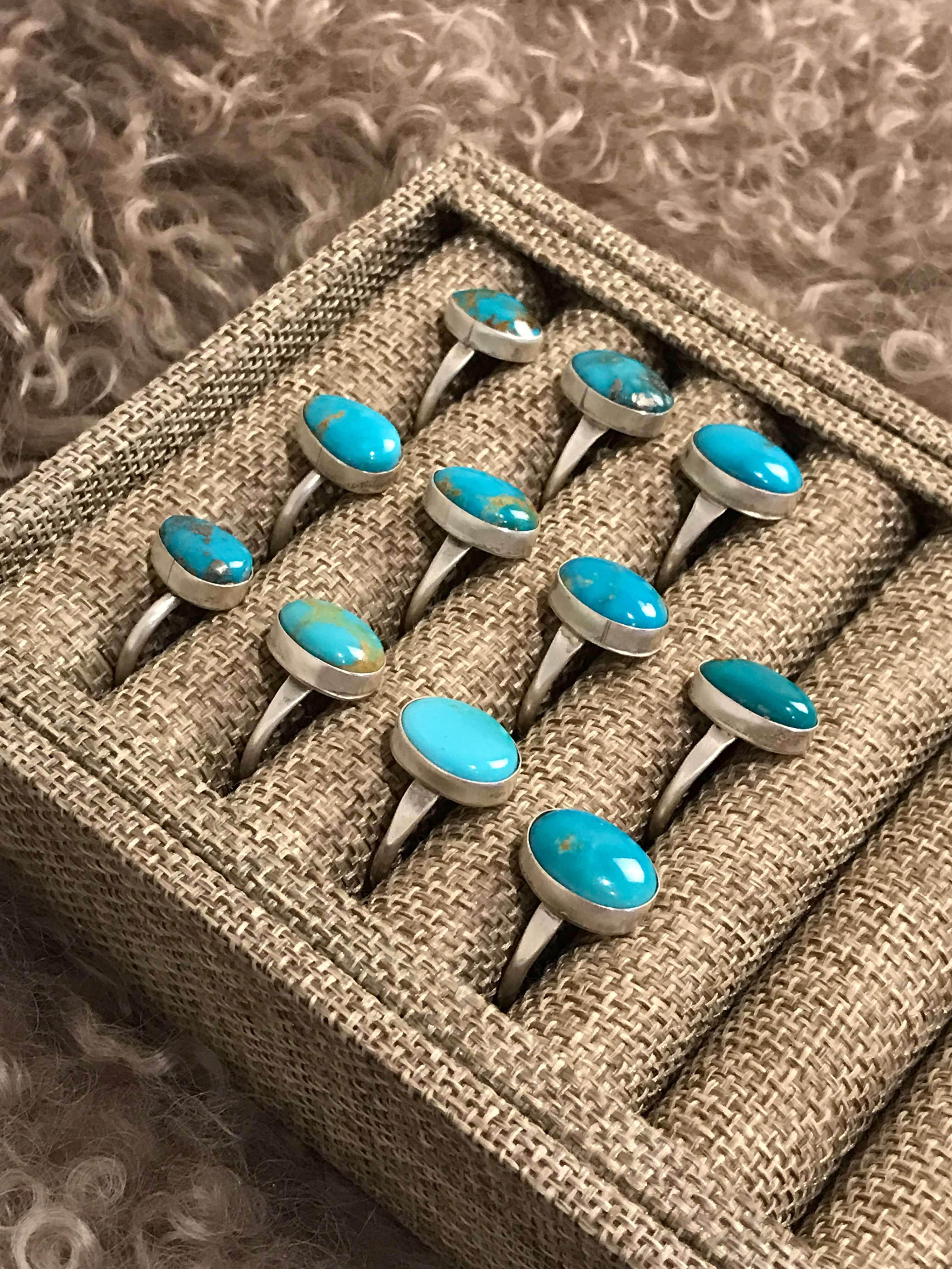 The Lola Rings-Rings-Calli Co., Turquoise and Silver Jewelry, Native American Handmade, Zuni Tribe, Navajo Tribe, Brock Texas