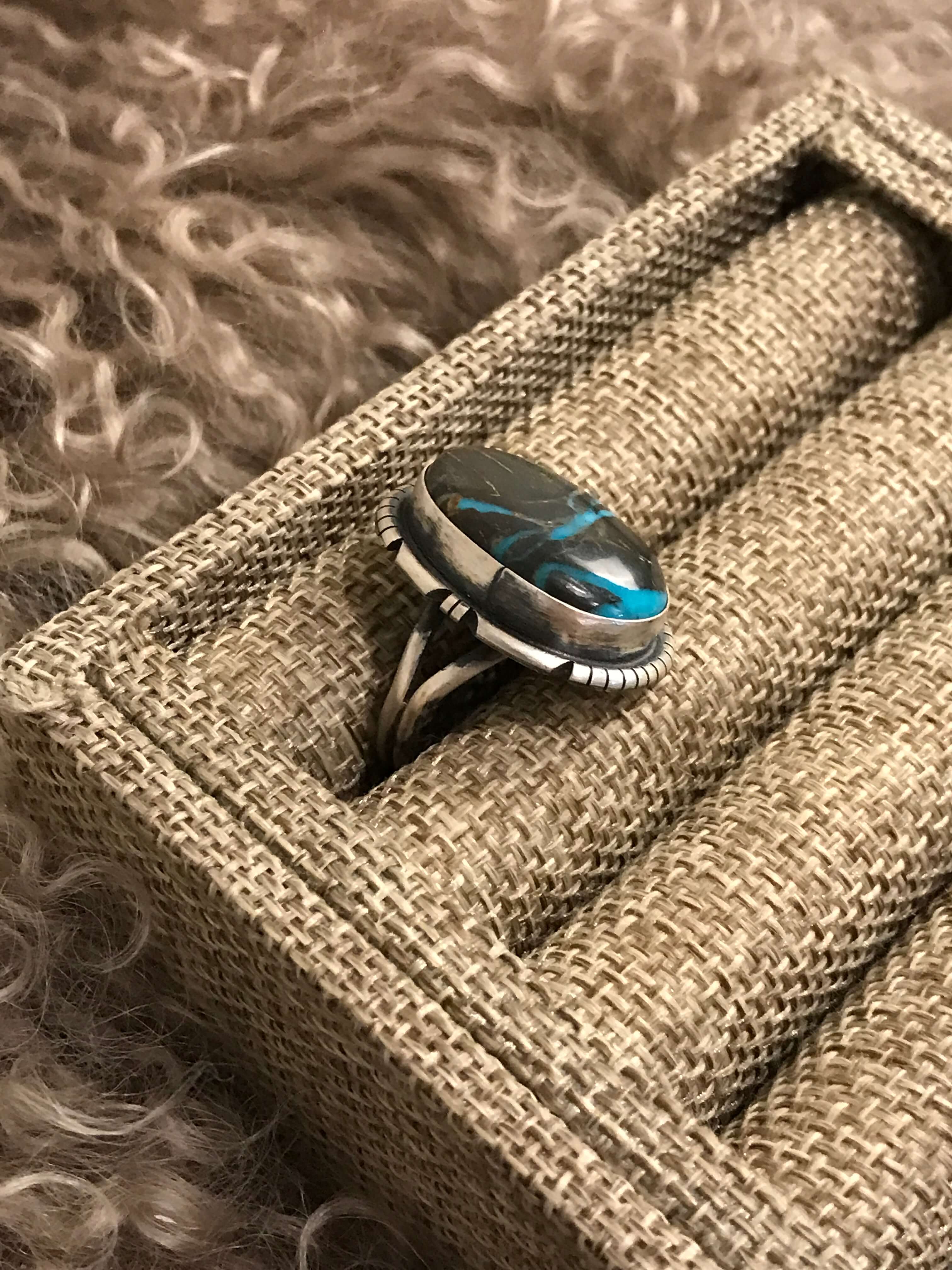 The Ridgin Ring 2, Sz 9 xx-Rings-Calli Co., Turquoise and Silver Jewelry, Native American Handmade, Zuni Tribe, Navajo Tribe, Brock Texas