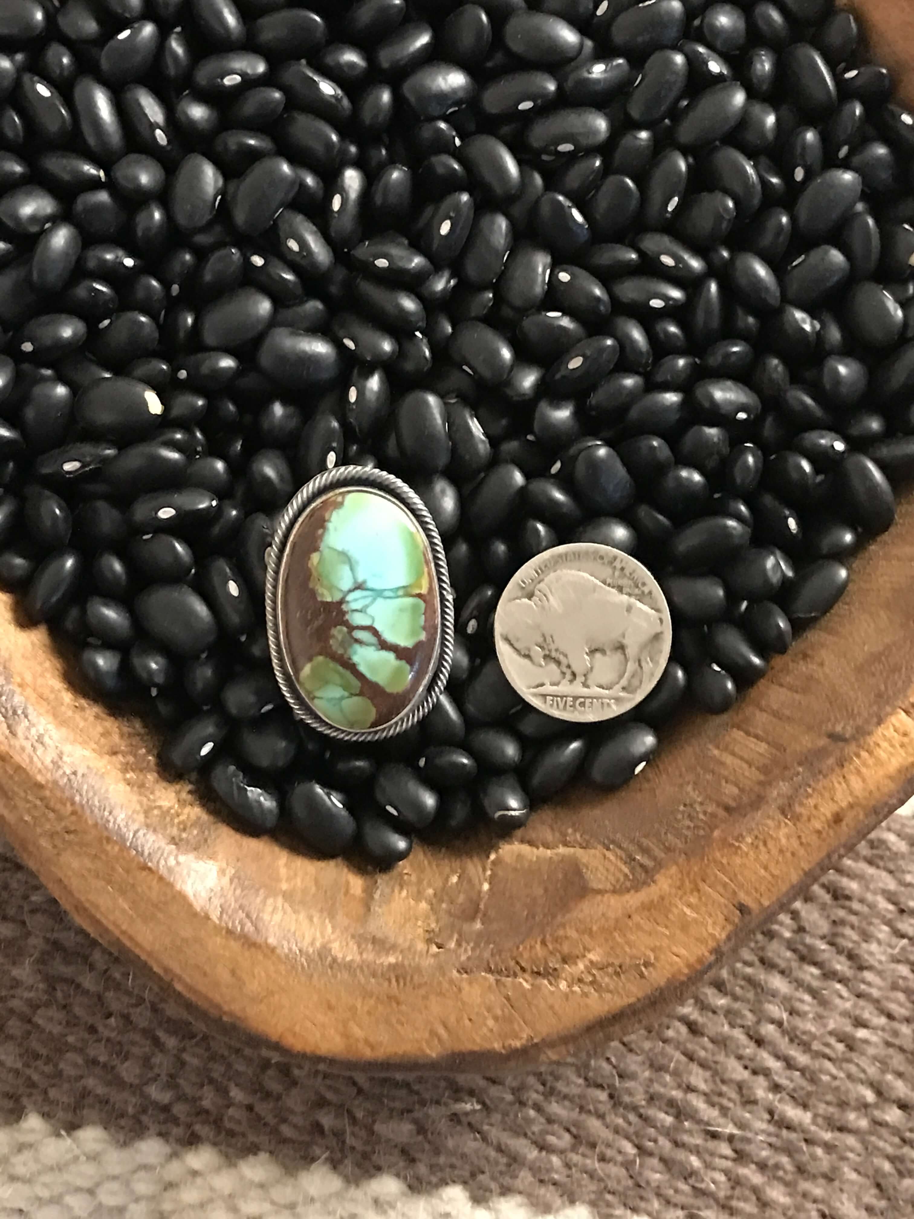 The De Leon Ring, Sz 8-Rings-Calli Co., Turquoise and Silver Jewelry, Native American Handmade, Zuni Tribe, Navajo Tribe, Brock Texas