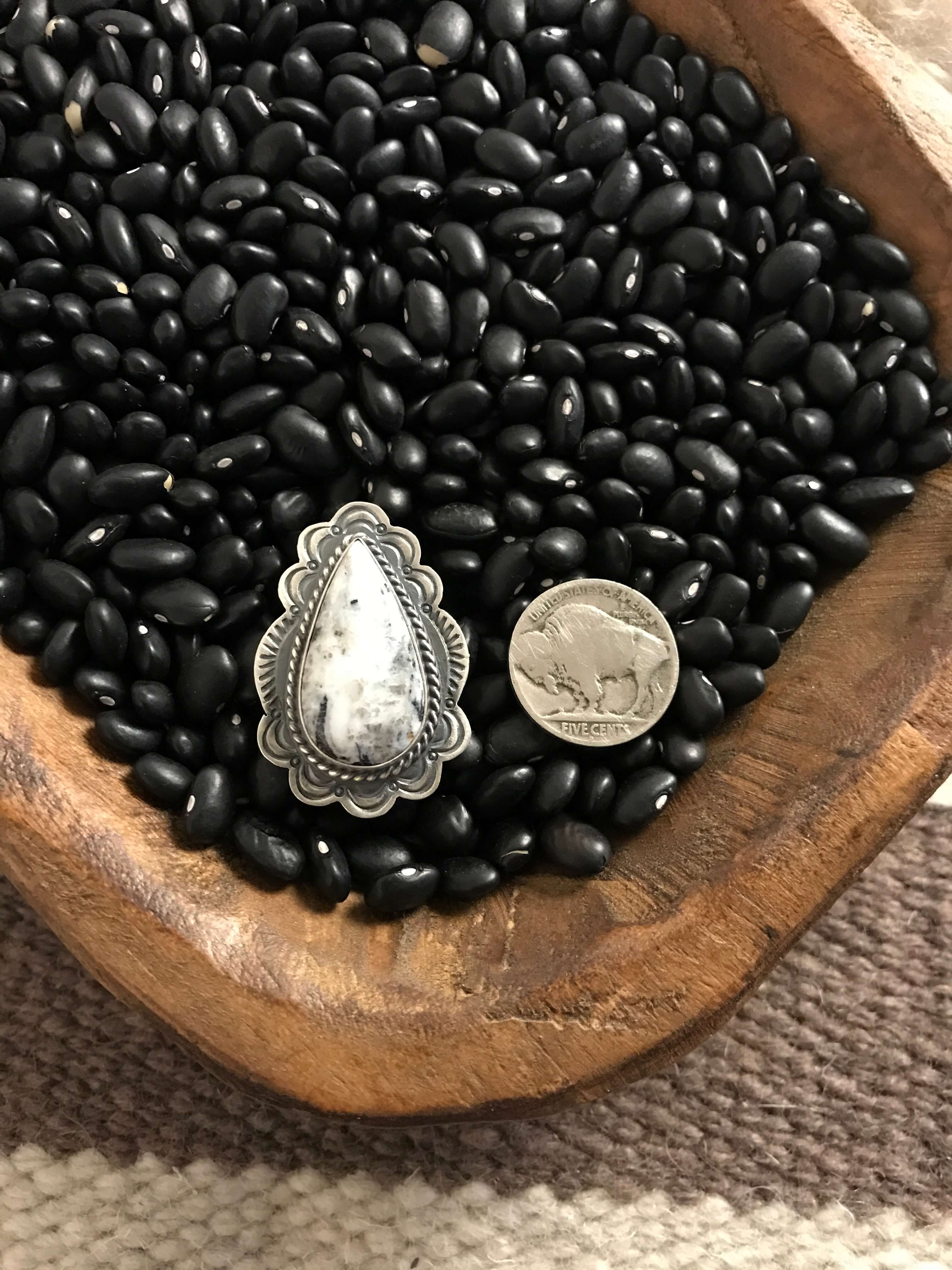 The Collee Ring, Sz 9-Rings-Calli Co., Turquoise and Silver Jewelry, Native American Handmade, Zuni Tribe, Navajo Tribe, Brock Texas