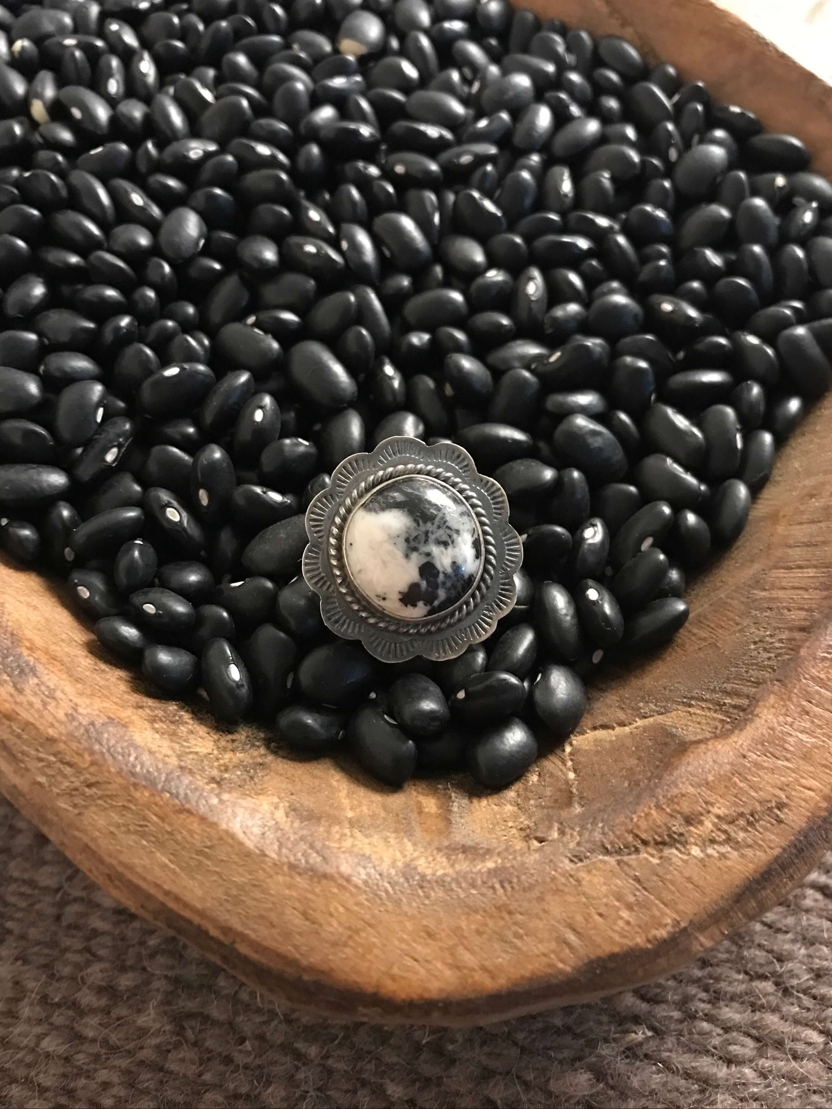 The Maya Ring, Sz 7.5-Rings-Calli Co., Turquoise and Silver Jewelry, Native American Handmade, Zuni Tribe, Navajo Tribe, Brock Texas