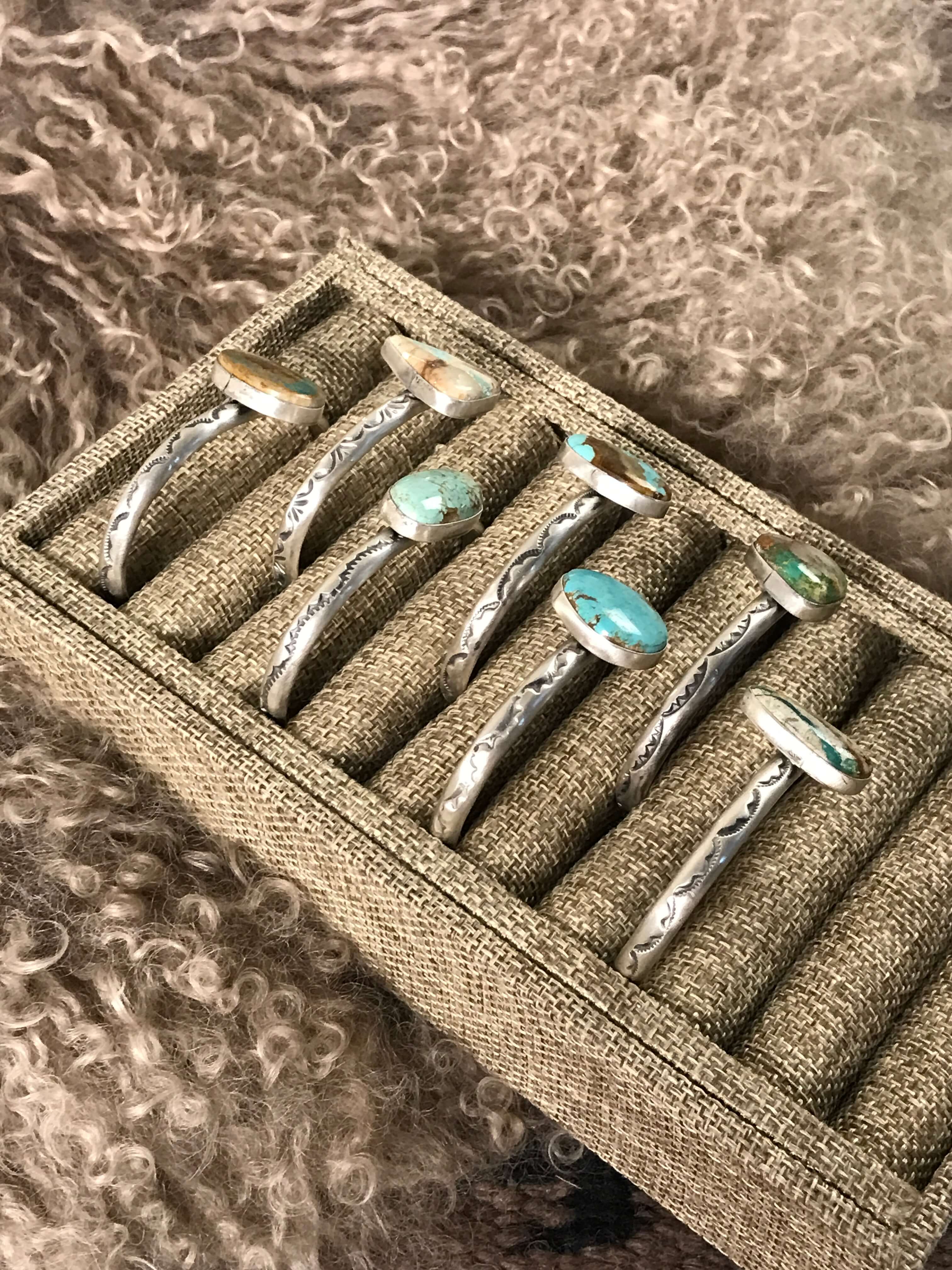 The Four Buttes Cuffs-Bracelets & Cuffs-Calli Co., Turquoise and Silver Jewelry, Native American Handmade, Zuni Tribe, Navajo Tribe, Brock Texas