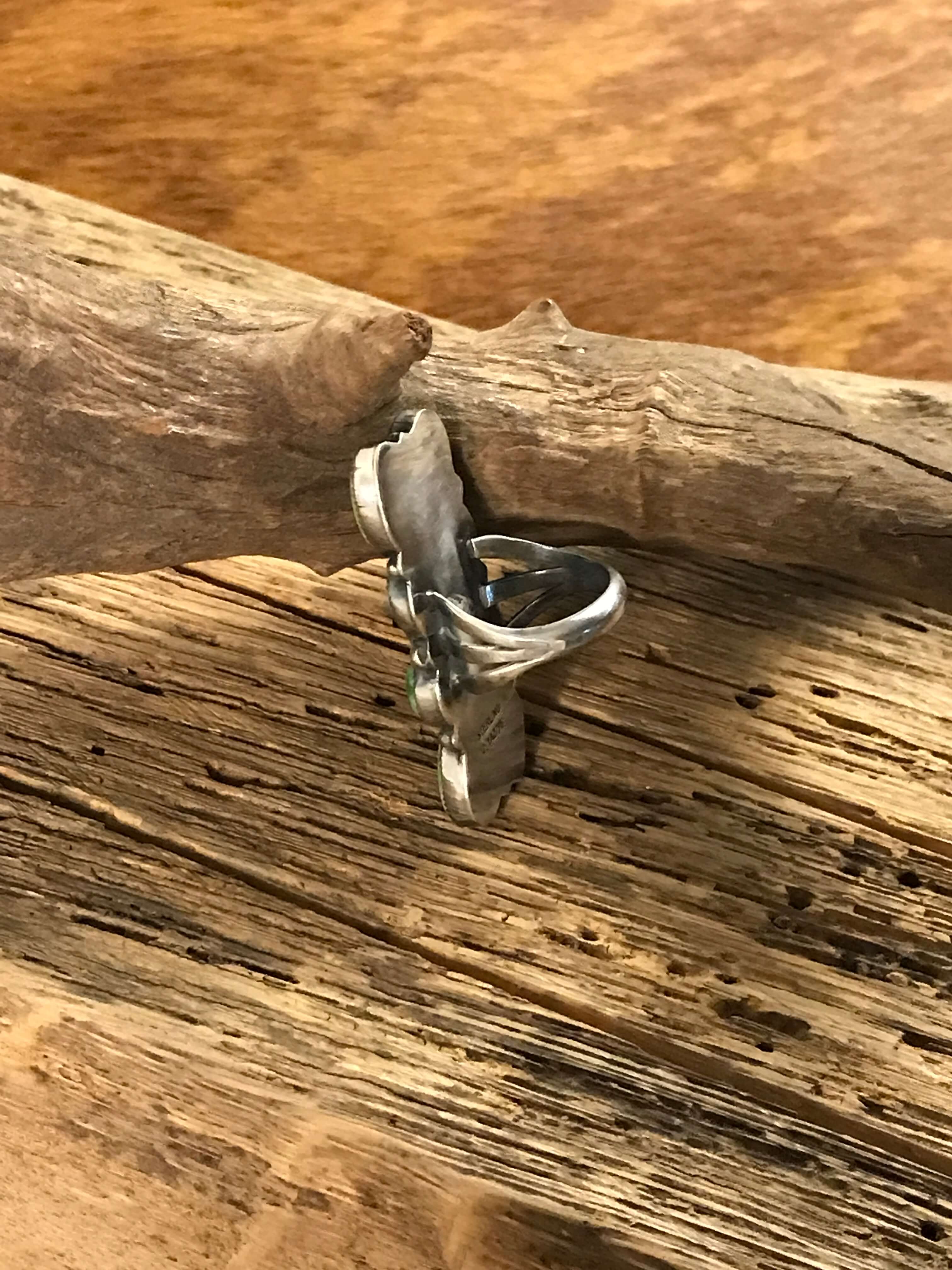 The Karina Ring, Sz 7.5-Rings-Calli Co., Turquoise and Silver Jewelry, Native American Handmade, Zuni Tribe, Navajo Tribe, Brock Texas