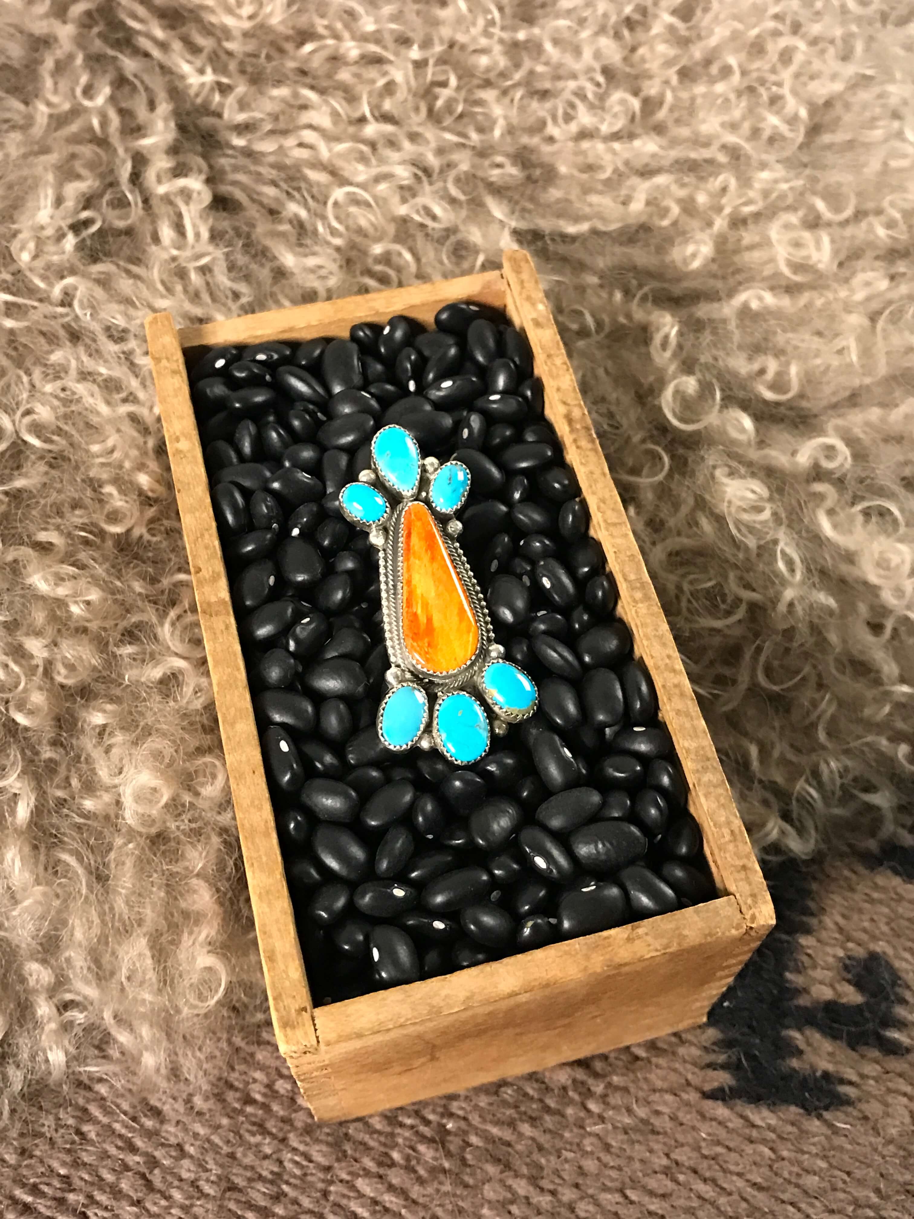 The Big Valley Adjustable Ring-Rings-Calli Co., Turquoise and Silver Jewelry, Native American Handmade, Zuni Tribe, Navajo Tribe, Brock Texas