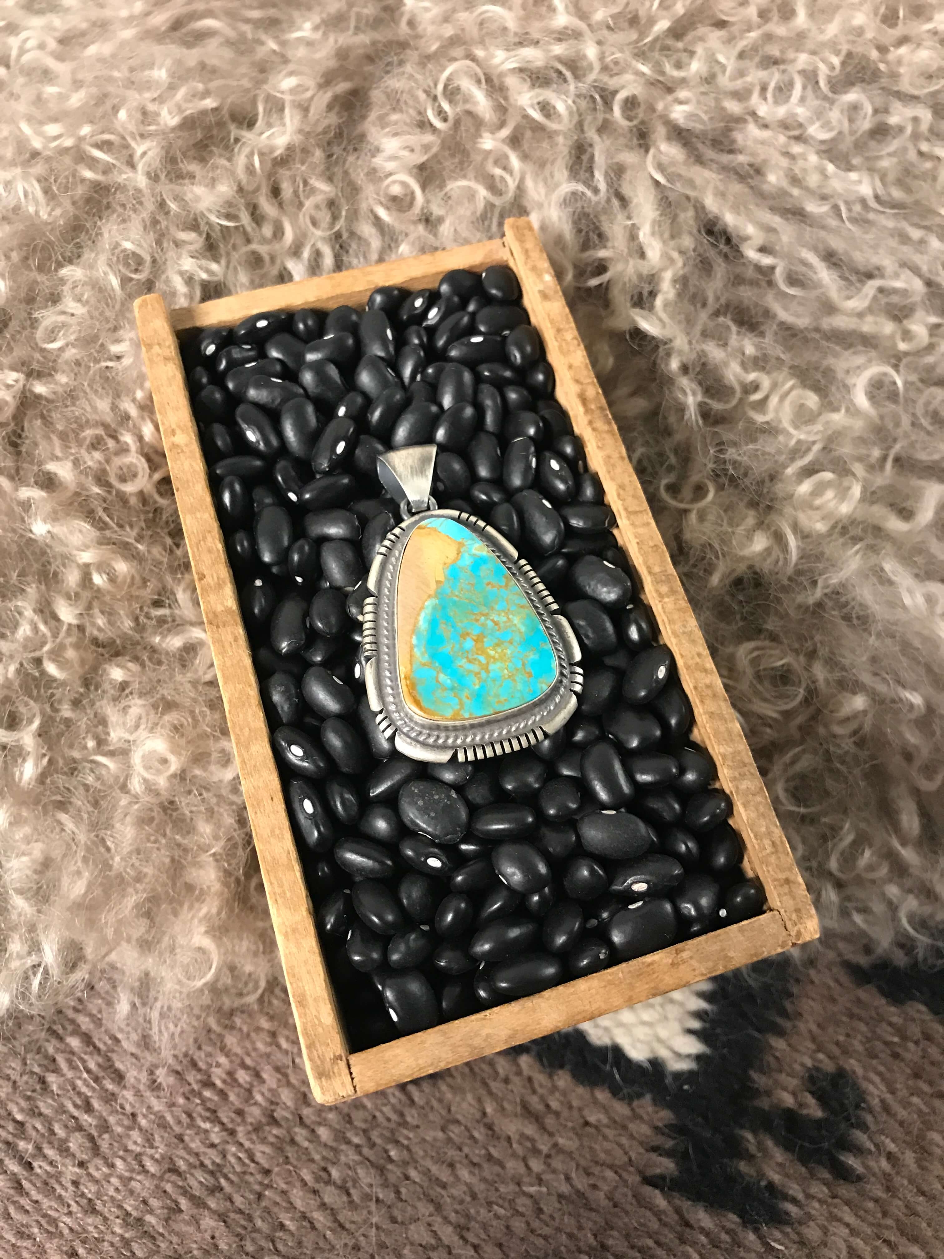 The Ruthie Turquoise Pendant-Pendants-Calli Co., Turquoise and Silver Jewelry, Native American Handmade, Zuni Tribe, Navajo Tribe, Brock Texas