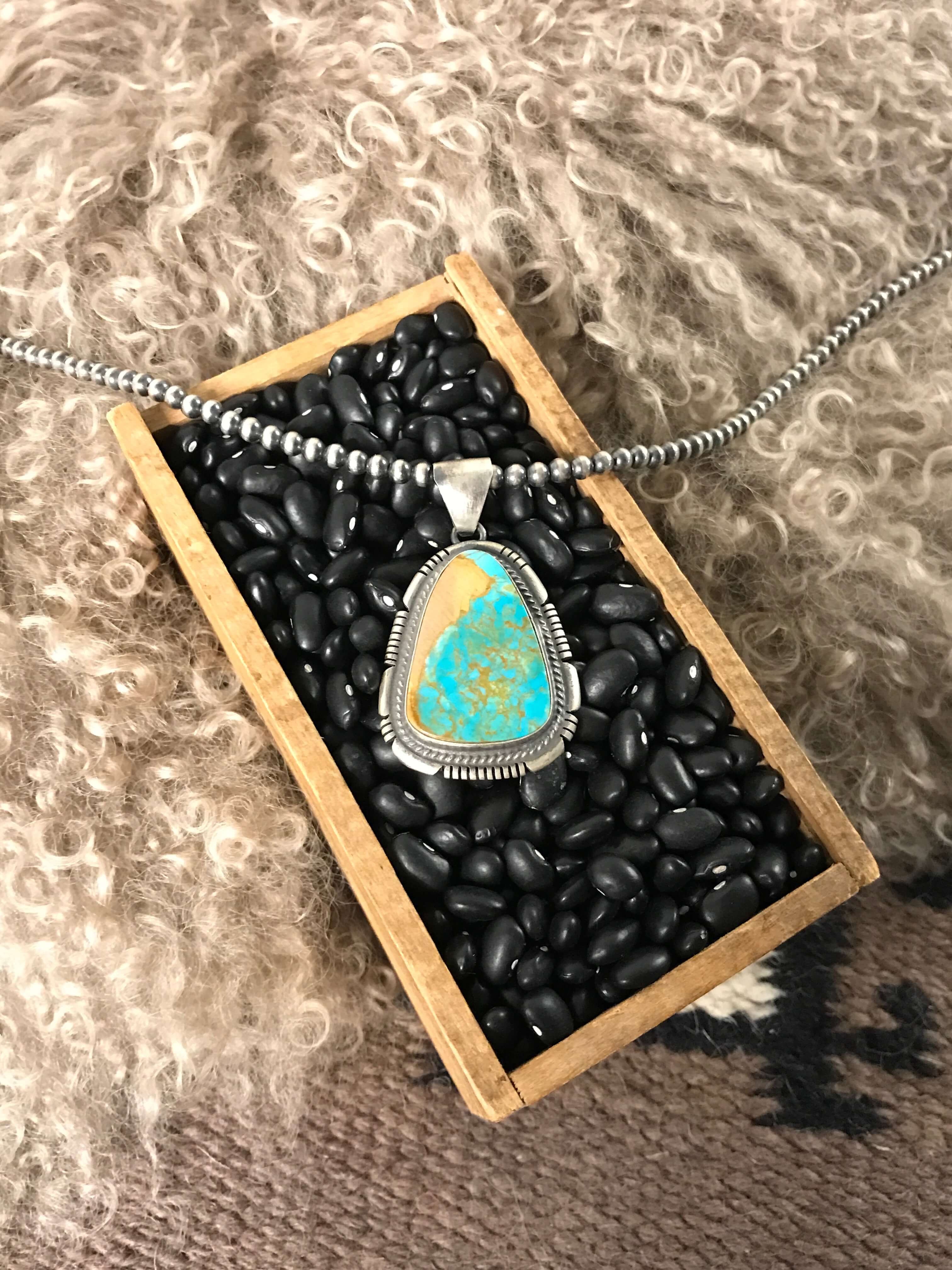 The Ruthie Turquoise Pendant-Pendants-Calli Co., Turquoise and Silver Jewelry, Native American Handmade, Zuni Tribe, Navajo Tribe, Brock Texas