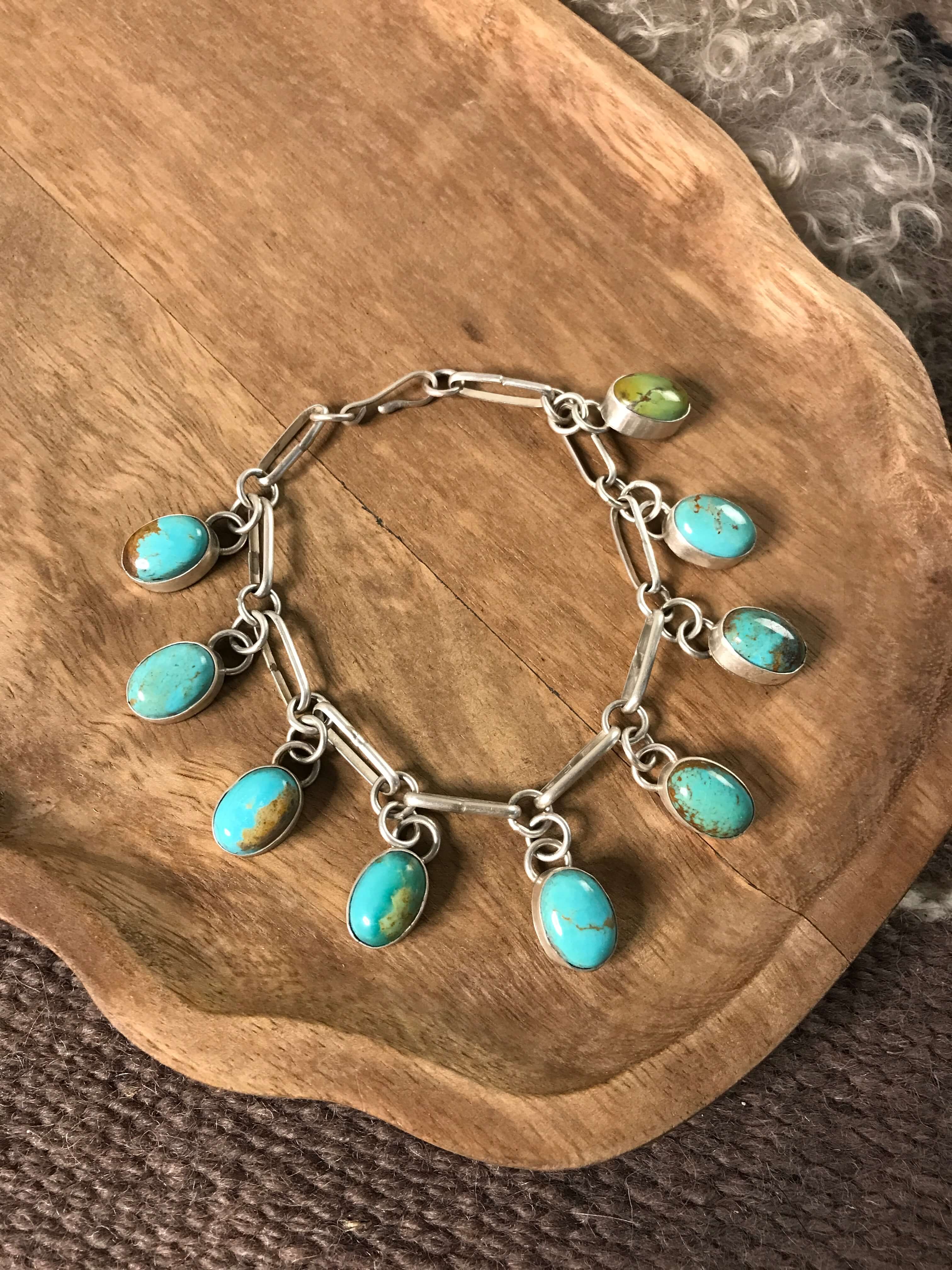 The Mavis Link Bracelet, 1-Bracelets & Cuffs-Calli Co., Turquoise and Silver Jewelry, Native American Handmade, Zuni Tribe, Navajo Tribe, Brock Texas