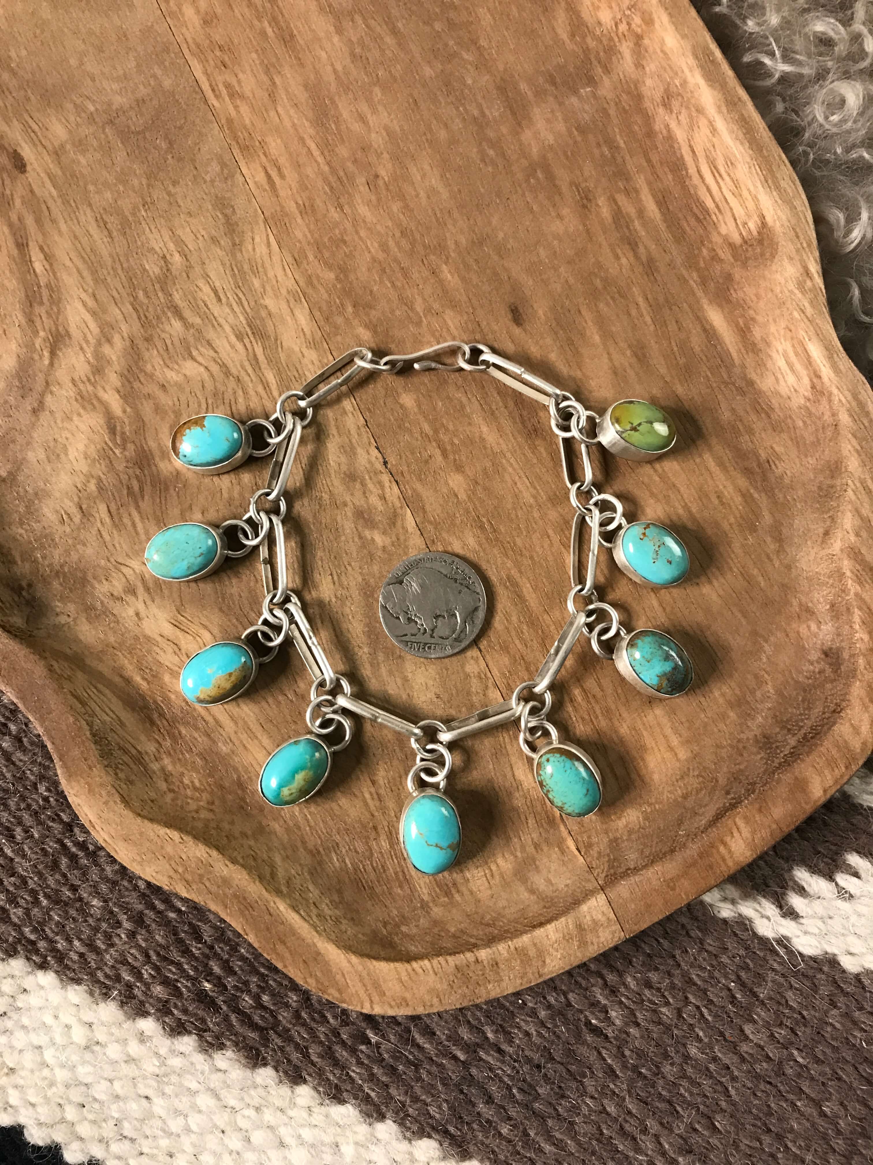 The Mavis Link Bracelet, 1-Bracelets & Cuffs-Calli Co., Turquoise and Silver Jewelry, Native American Handmade, Zuni Tribe, Navajo Tribe, Brock Texas