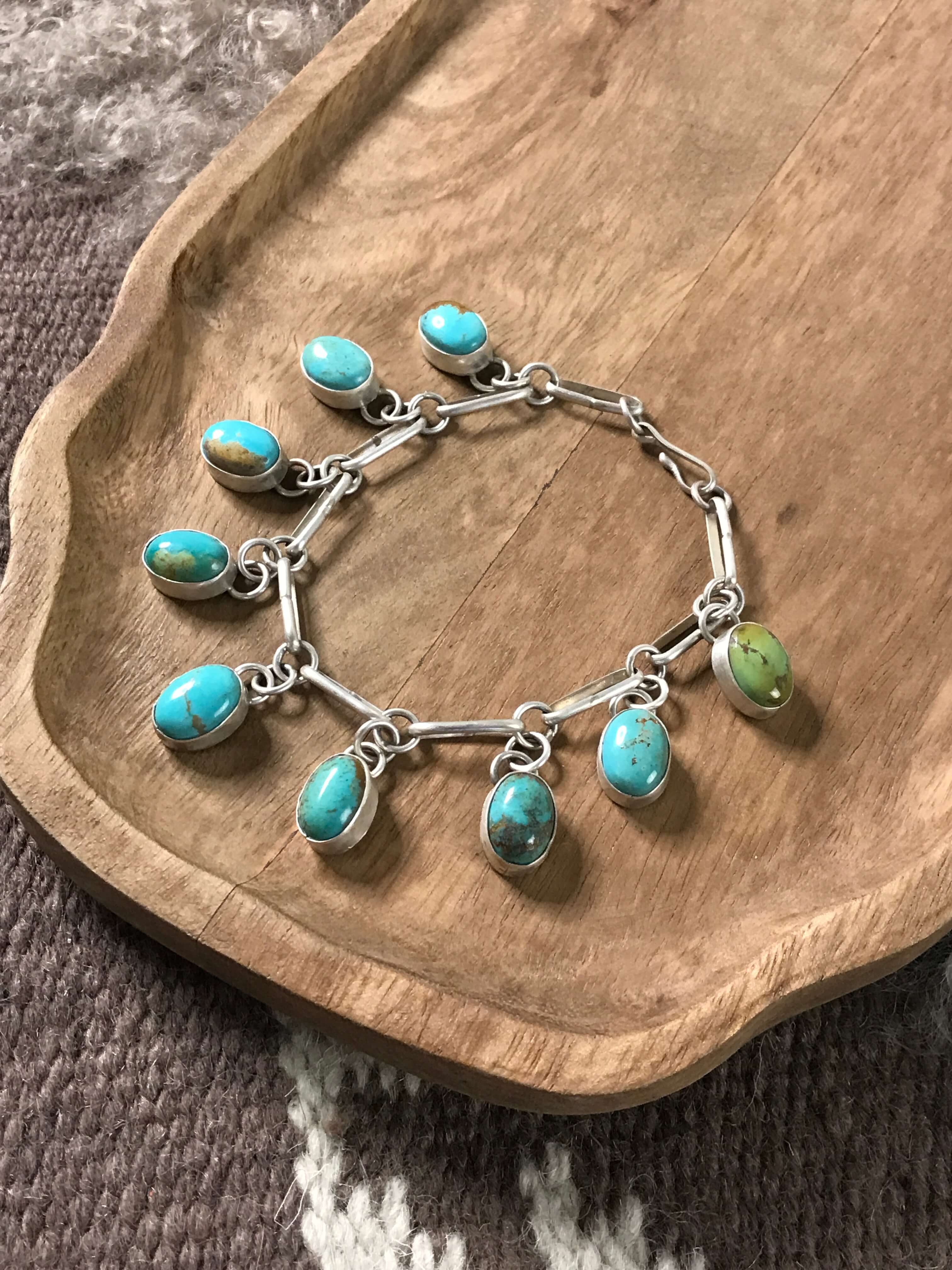 The Mavis Link Bracelet, 1-Bracelets & Cuffs-Calli Co., Turquoise and Silver Jewelry, Native American Handmade, Zuni Tribe, Navajo Tribe, Brock Texas