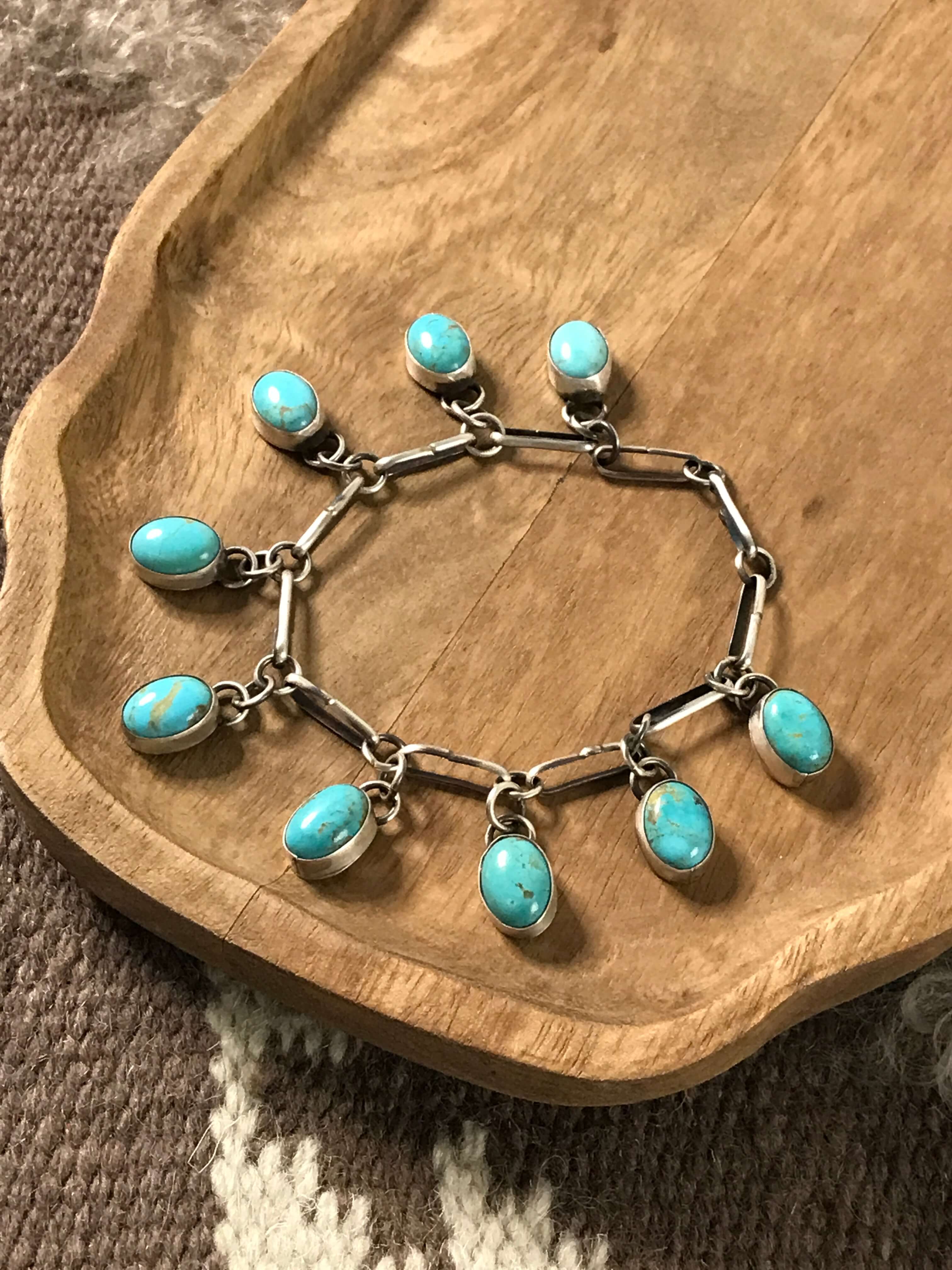 The Mavis Link Bracelet, 3-Bracelets & Cuffs-Calli Co., Turquoise and Silver Jewelry, Native American Handmade, Zuni Tribe, Navajo Tribe, Brock Texas