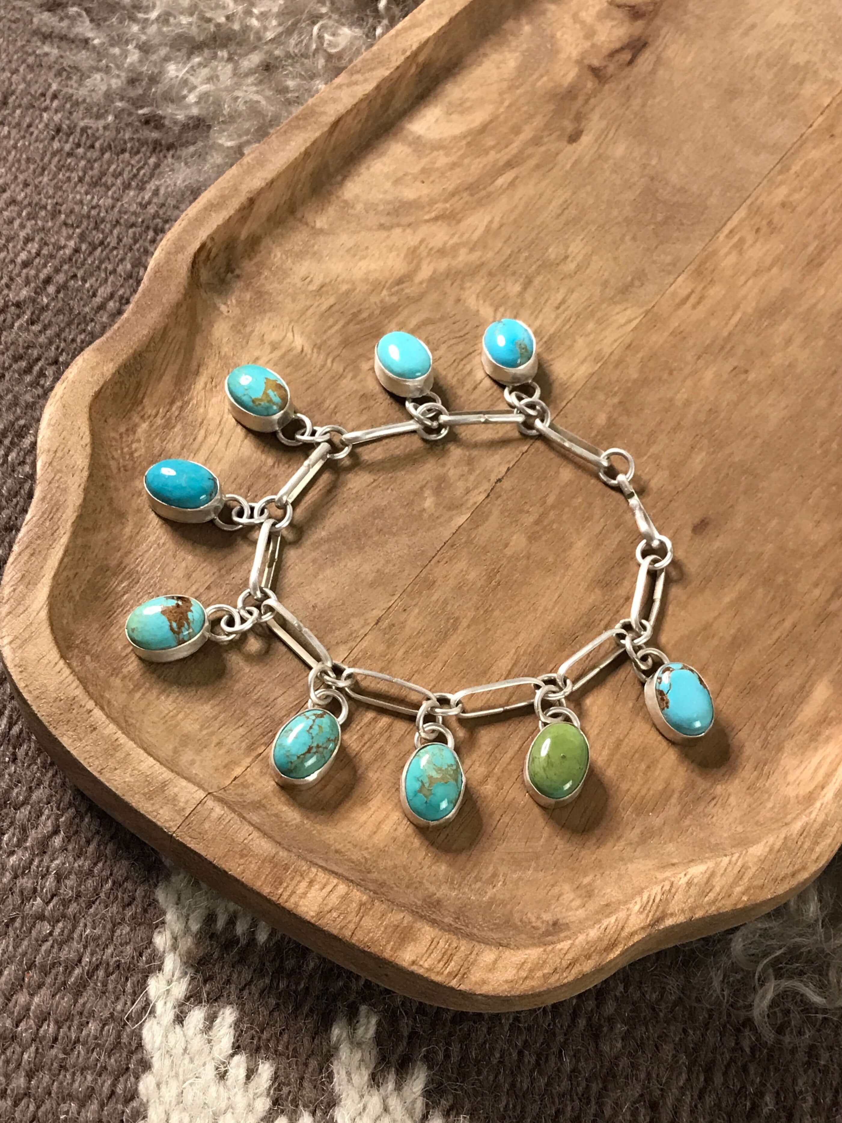 The Mavis Link Bracelet, 4-Bracelets & Cuffs-Calli Co., Turquoise and Silver Jewelry, Native American Handmade, Zuni Tribe, Navajo Tribe, Brock Texas