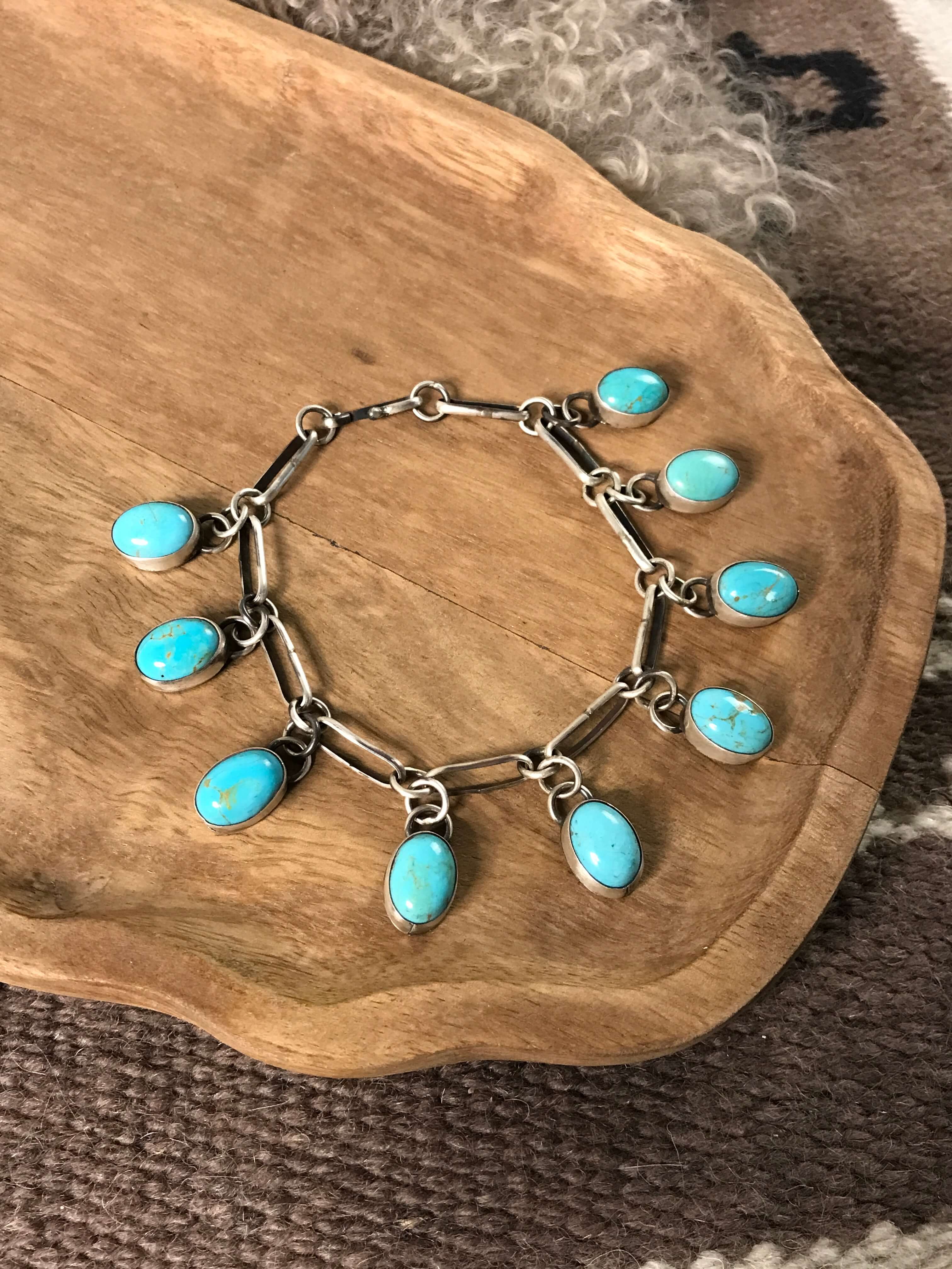 The Mavis Link Bracelet, 5-Bracelets & Cuffs-Calli Co., Turquoise and Silver Jewelry, Native American Handmade, Zuni Tribe, Navajo Tribe, Brock Texas