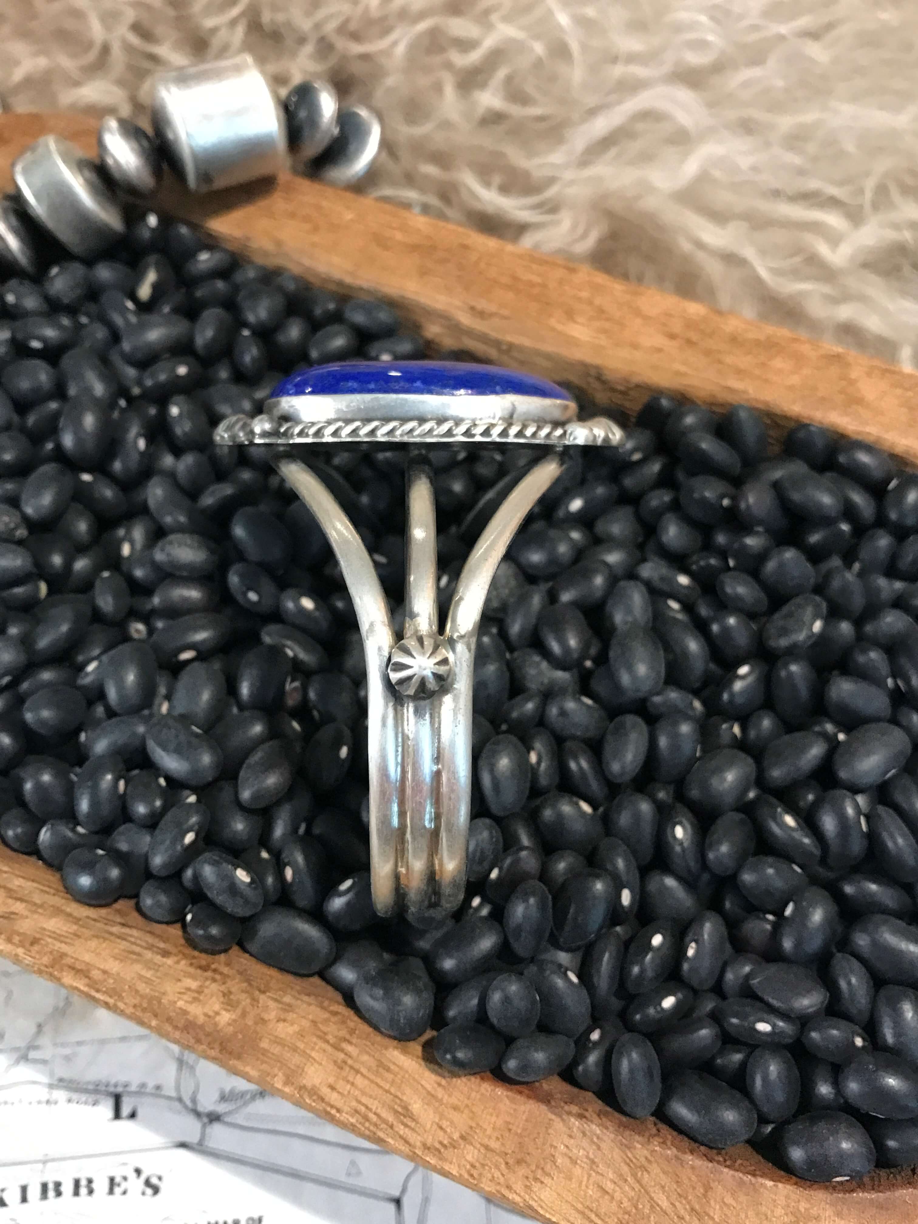 The Lapis Statement Cuff-Bracelets & Cuffs-Calli Co., Turquoise and Silver Jewelry, Native American Handmade, Zuni Tribe, Navajo Tribe, Brock Texas