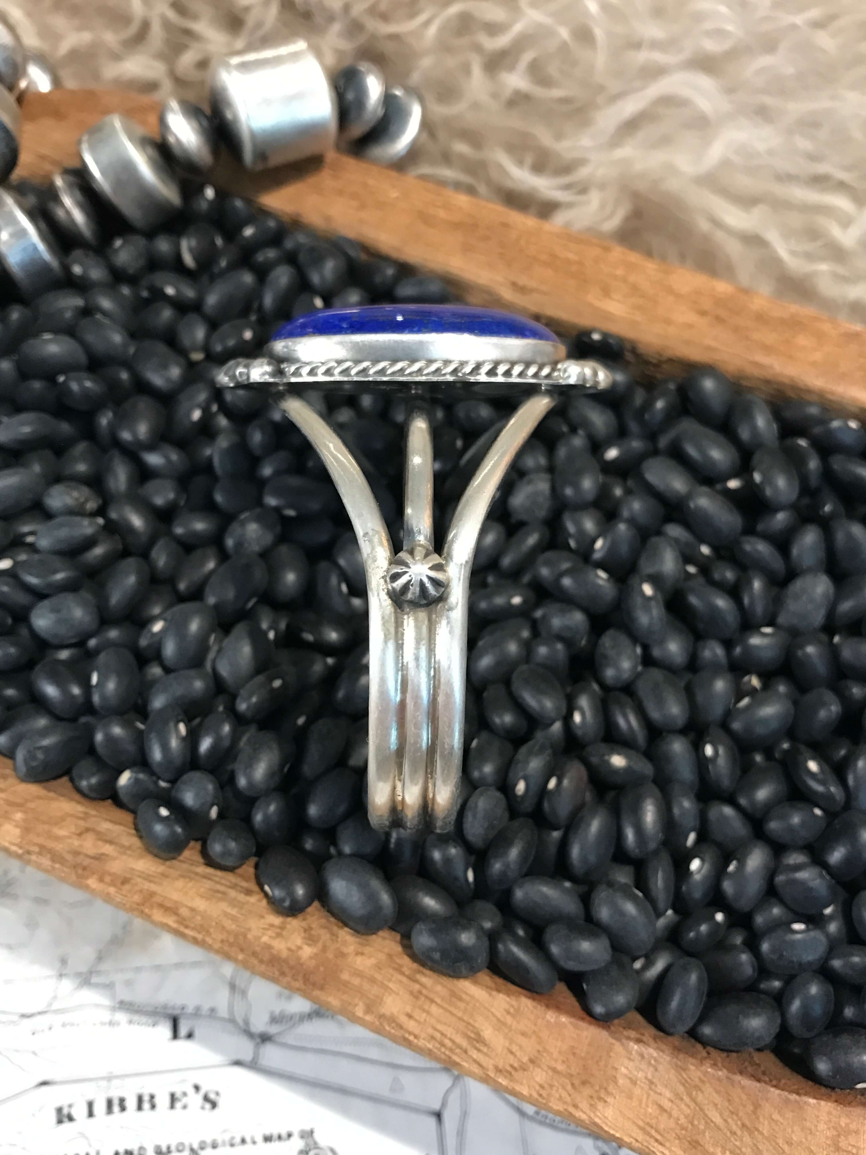 The Lapis Statement Cuff-Bracelets & Cuffs-Calli Co., Turquoise and Silver Jewelry, Native American Handmade, Zuni Tribe, Navajo Tribe, Brock Texas