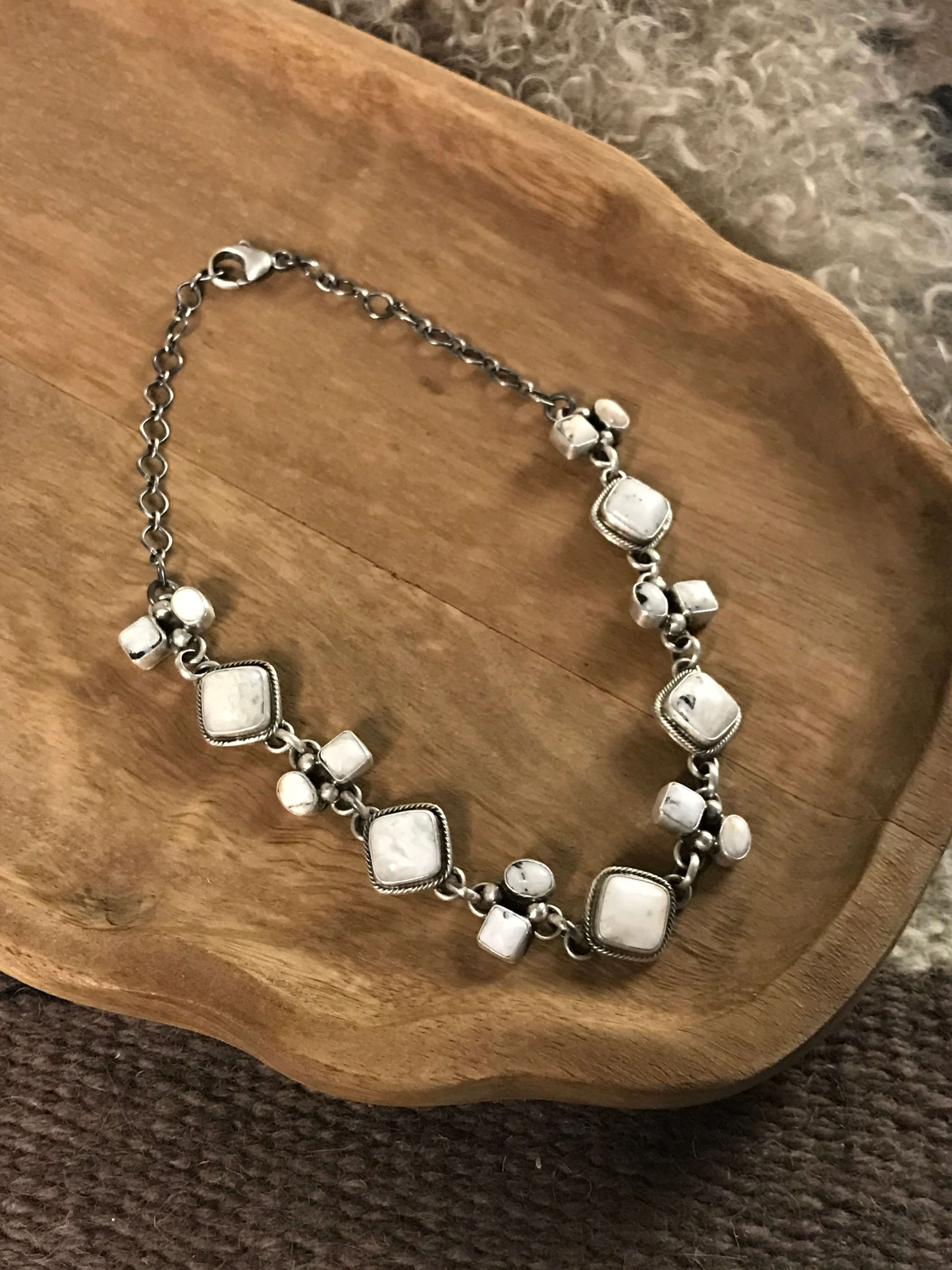 Navajo Handmade White Buffalo Statement Necklace | Calli Co Silver