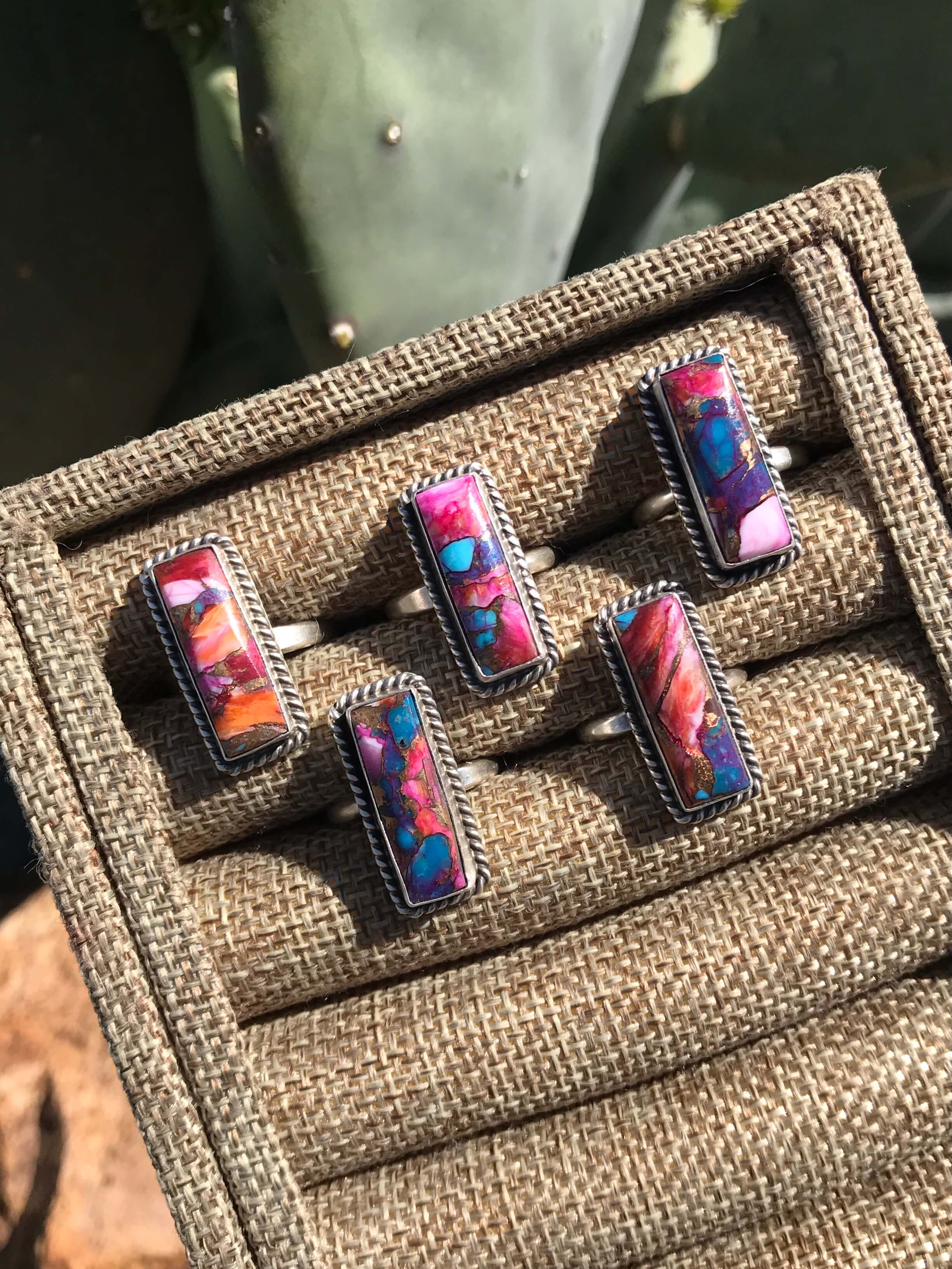 The Little Chief Dahlia Rings-Rings-Calli Co., Turquoise and Silver Jewelry, Native American Handmade, Zuni Tribe, Navajo Tribe, Brock Texas