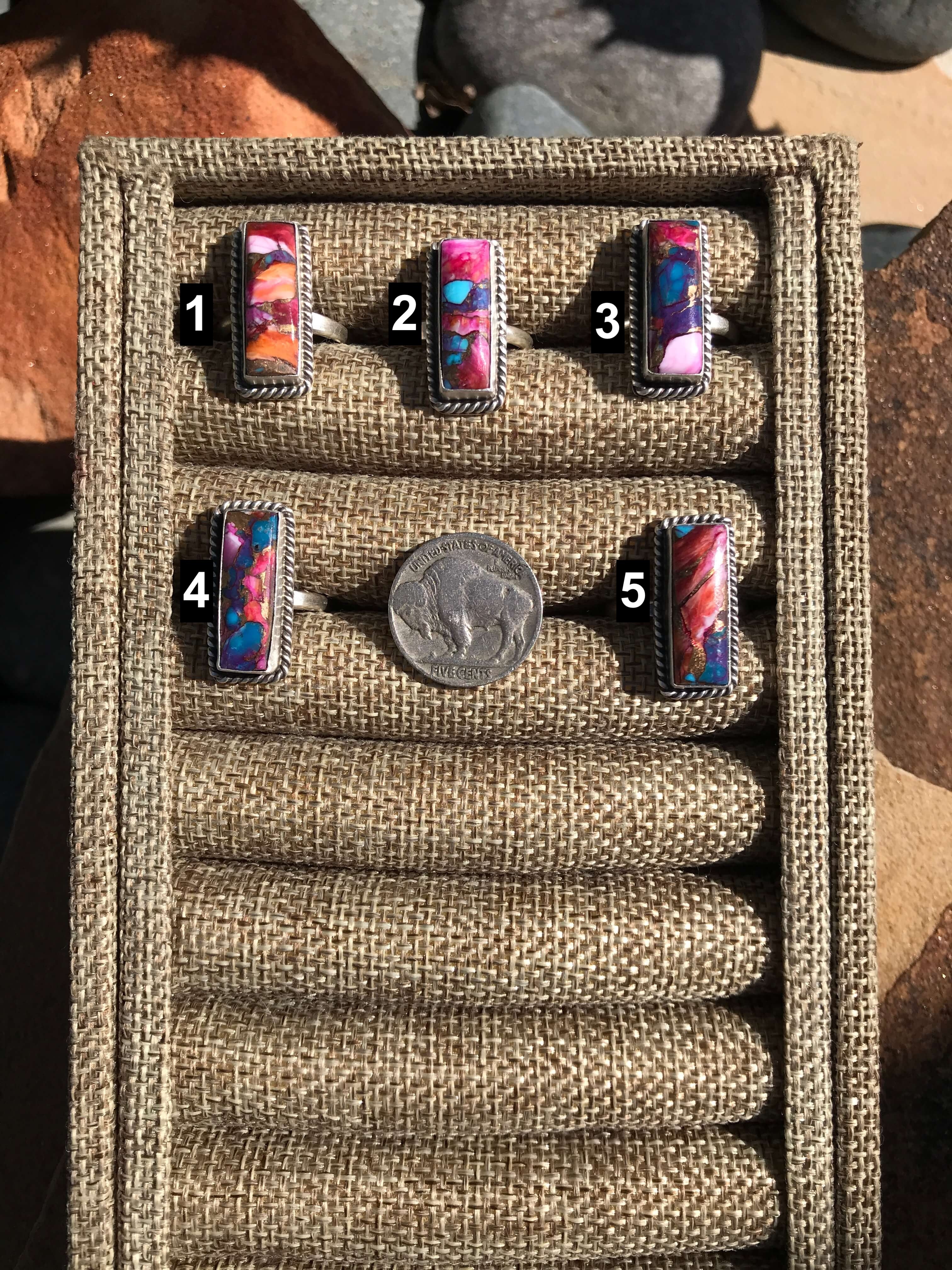 The Little Chief Dahlia Rings-Rings-Calli Co., Turquoise and Silver Jewelry, Native American Handmade, Zuni Tribe, Navajo Tribe, Brock Texas