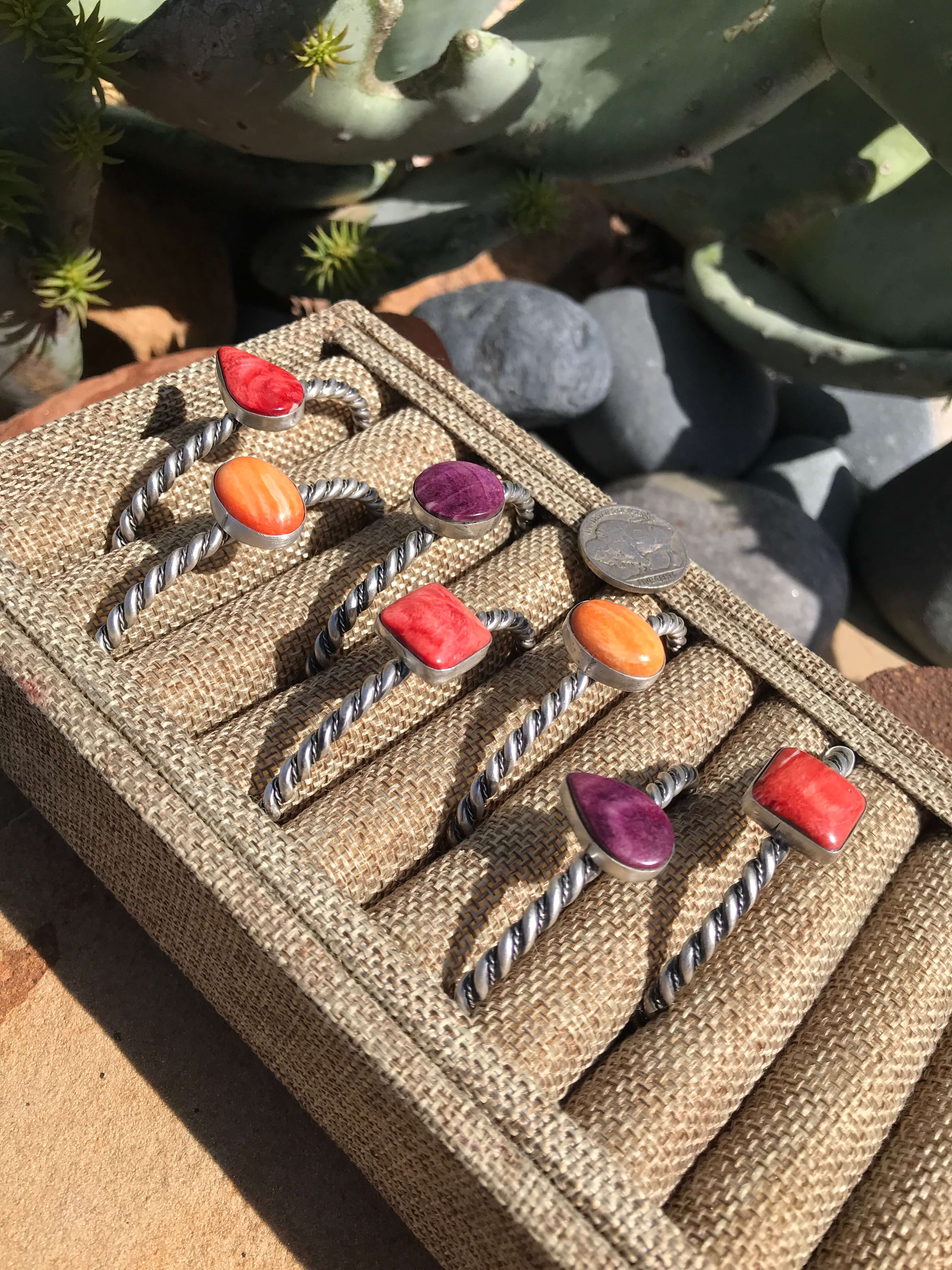 The Camilla Spiny Cuffs (Copy)-Bracelets & Cuffs-Calli Co., Turquoise and Silver Jewelry, Native American Handmade, Zuni Tribe, Navajo Tribe, Brock Texas