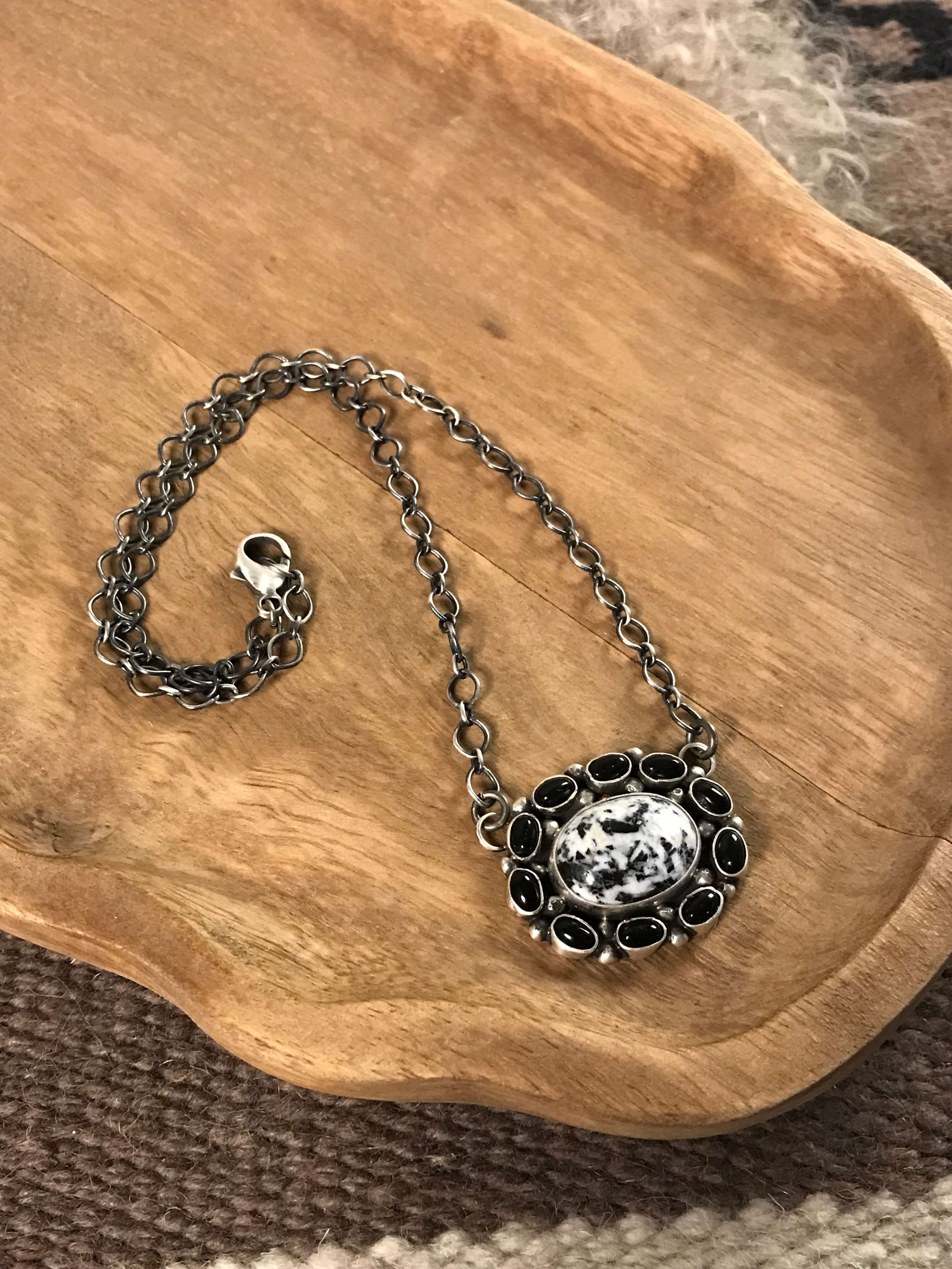 The Inola White Buffalo Necklace, 2-Necklaces-Calli Co., Turquoise and Silver Jewelry, Native American Handmade, Zuni Tribe, Navajo Tribe, Brock Texas