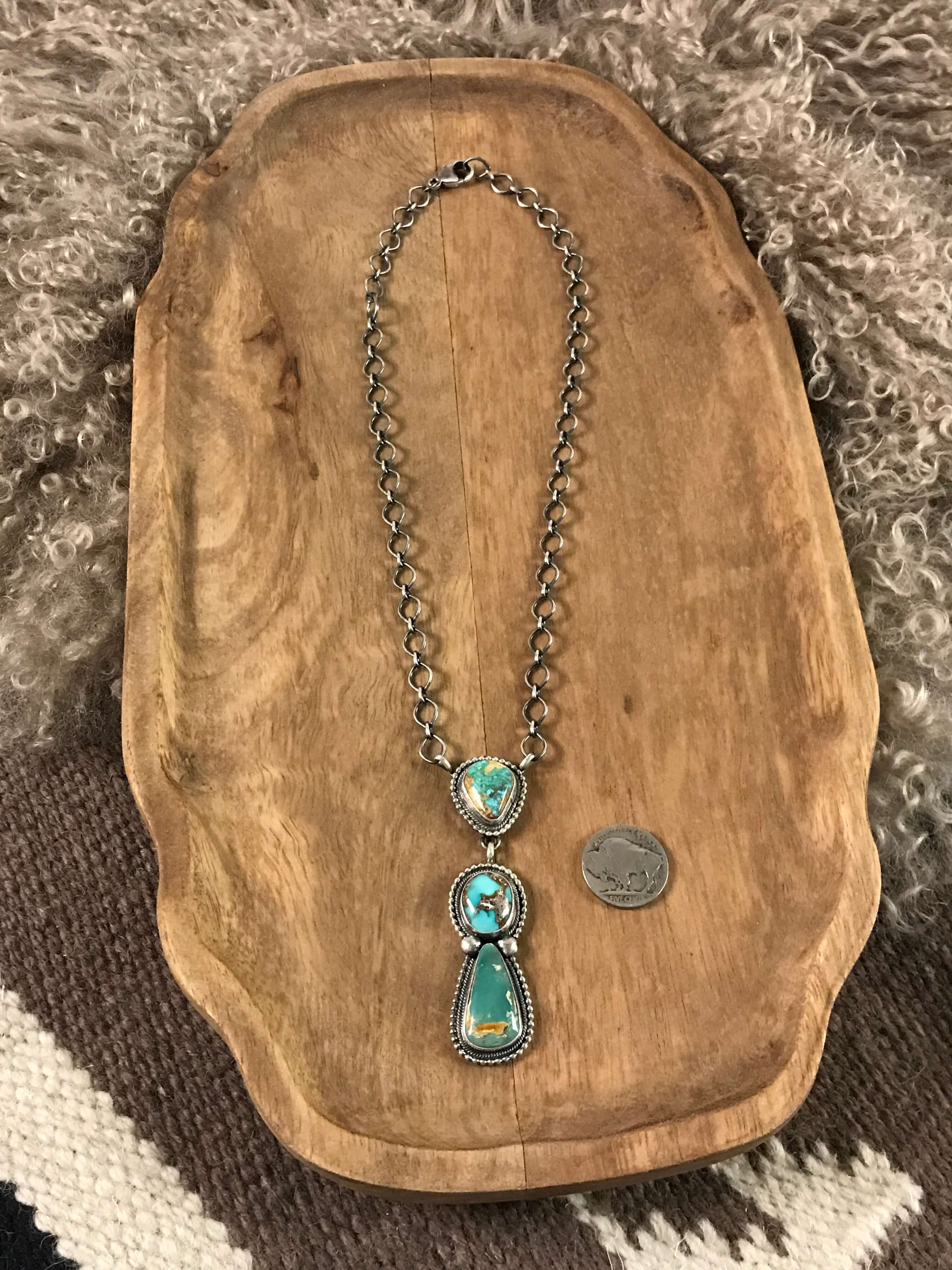 The Levita Lariat Necklace, 2 xx-Necklaces-Calli Co., Turquoise and Silver Jewelry, Native American Handmade, Zuni Tribe, Navajo Tribe, Brock Texas