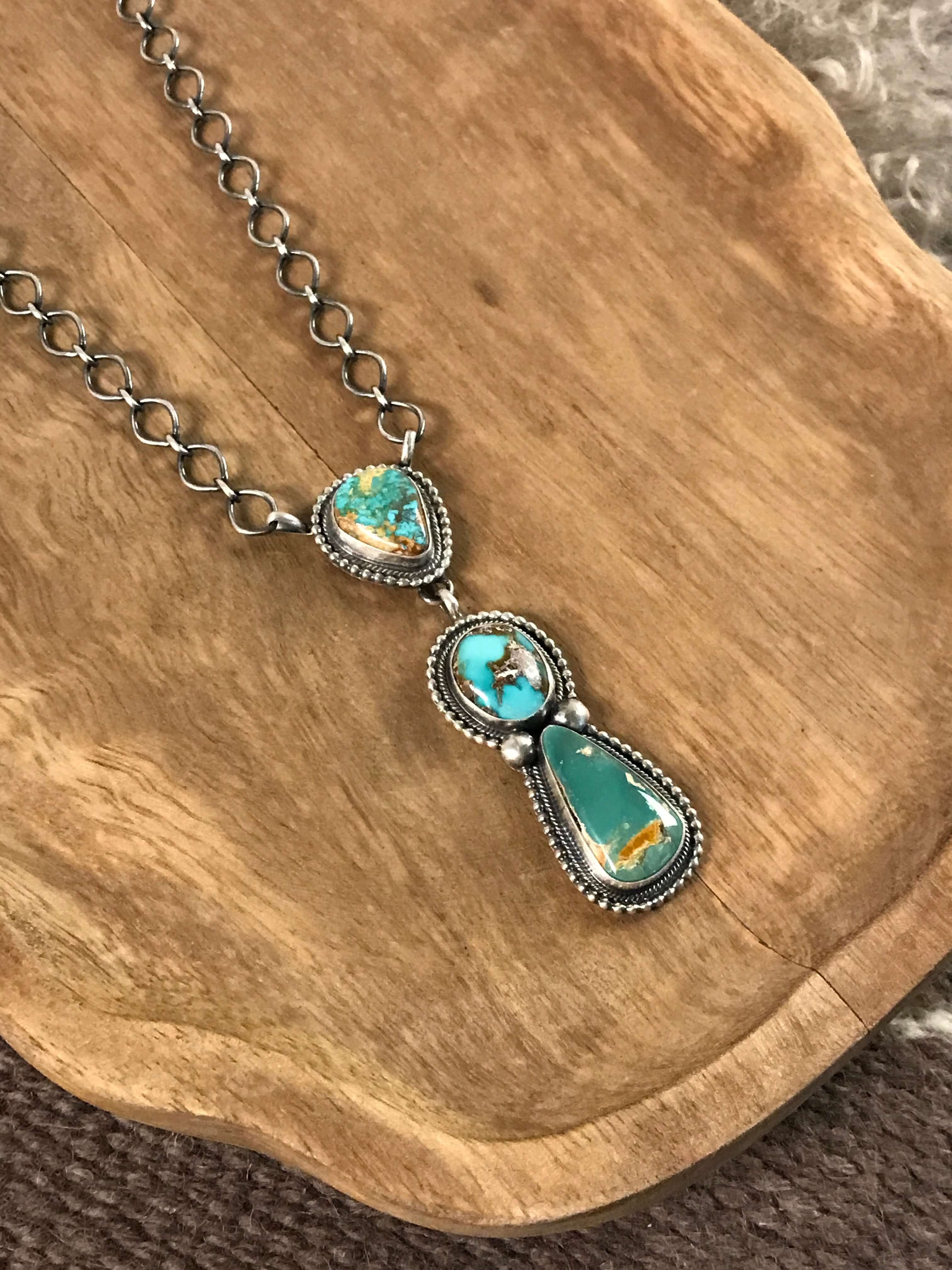 The Levita Lariat Necklace, 2 xx-Necklaces-Calli Co., Turquoise and Silver Jewelry, Native American Handmade, Zuni Tribe, Navajo Tribe, Brock Texas