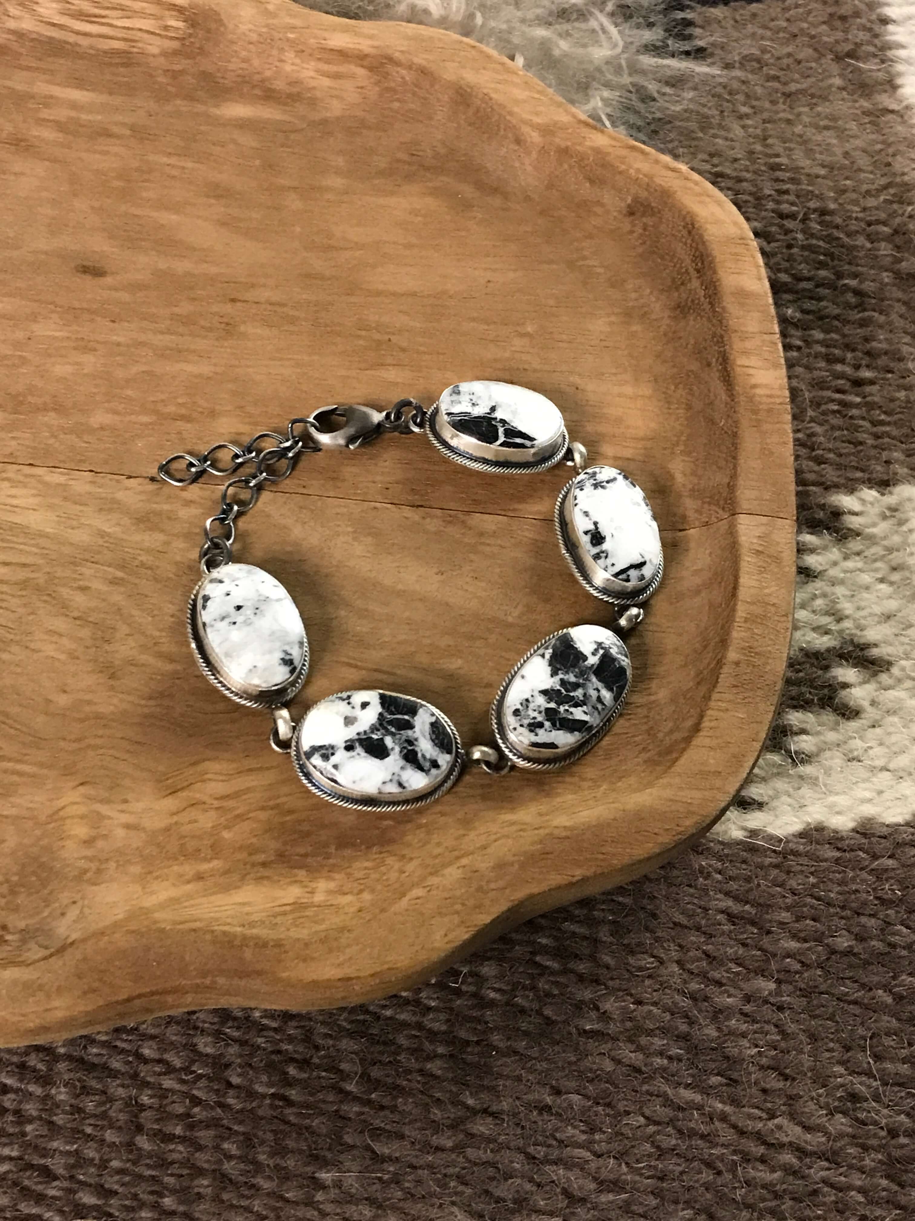 The Searcy Link Bracelet, 2 xx-Bracelets & Cuffs-Calli Co., Turquoise and Silver Jewelry, Native American Handmade, Zuni Tribe, Navajo Tribe, Brock Texas