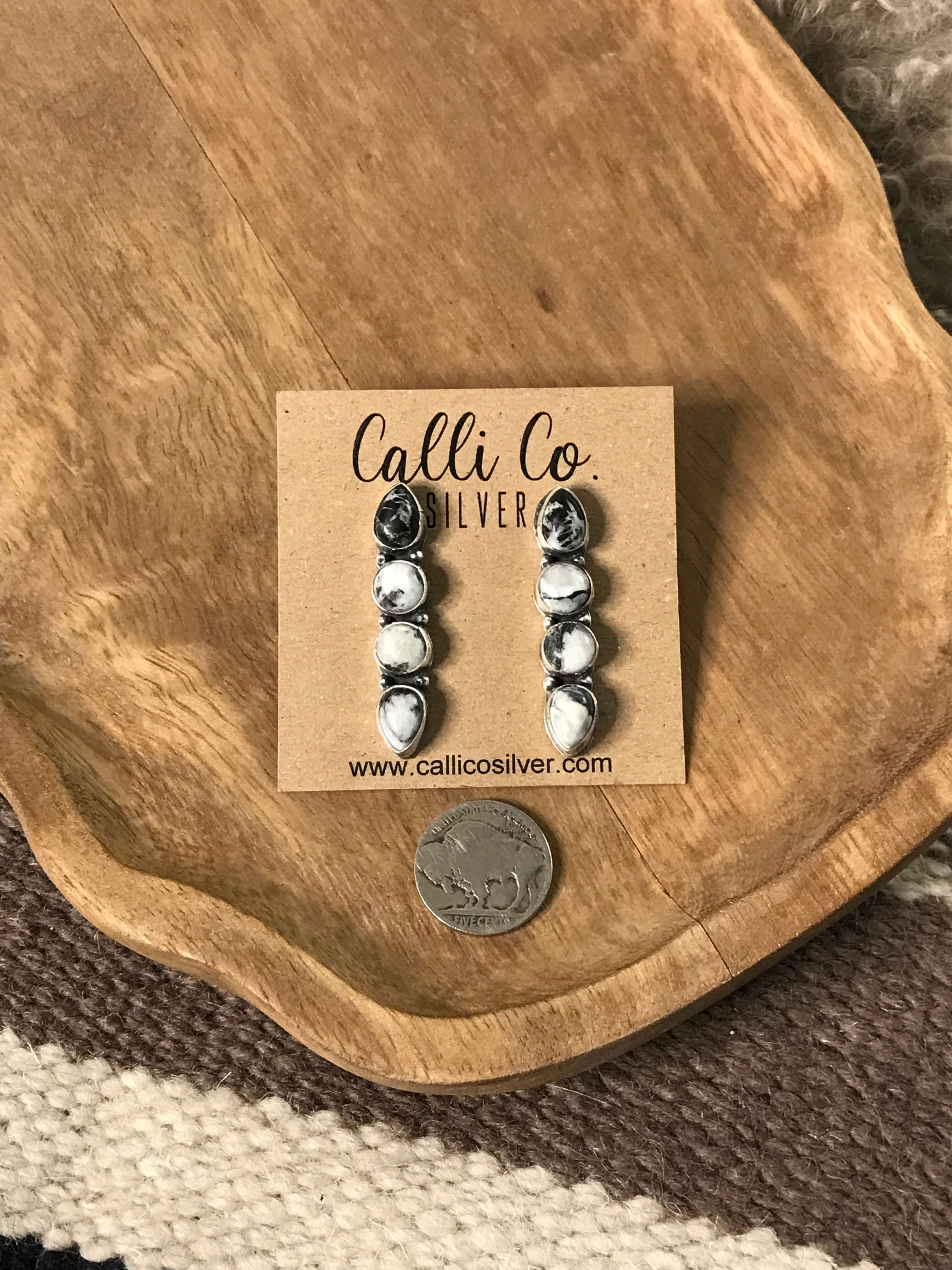 The Basiao Earrings, 8 xx-Earrings-Calli Co., Turquoise and Silver Jewelry, Native American Handmade, Zuni Tribe, Navajo Tribe, Brock Texas