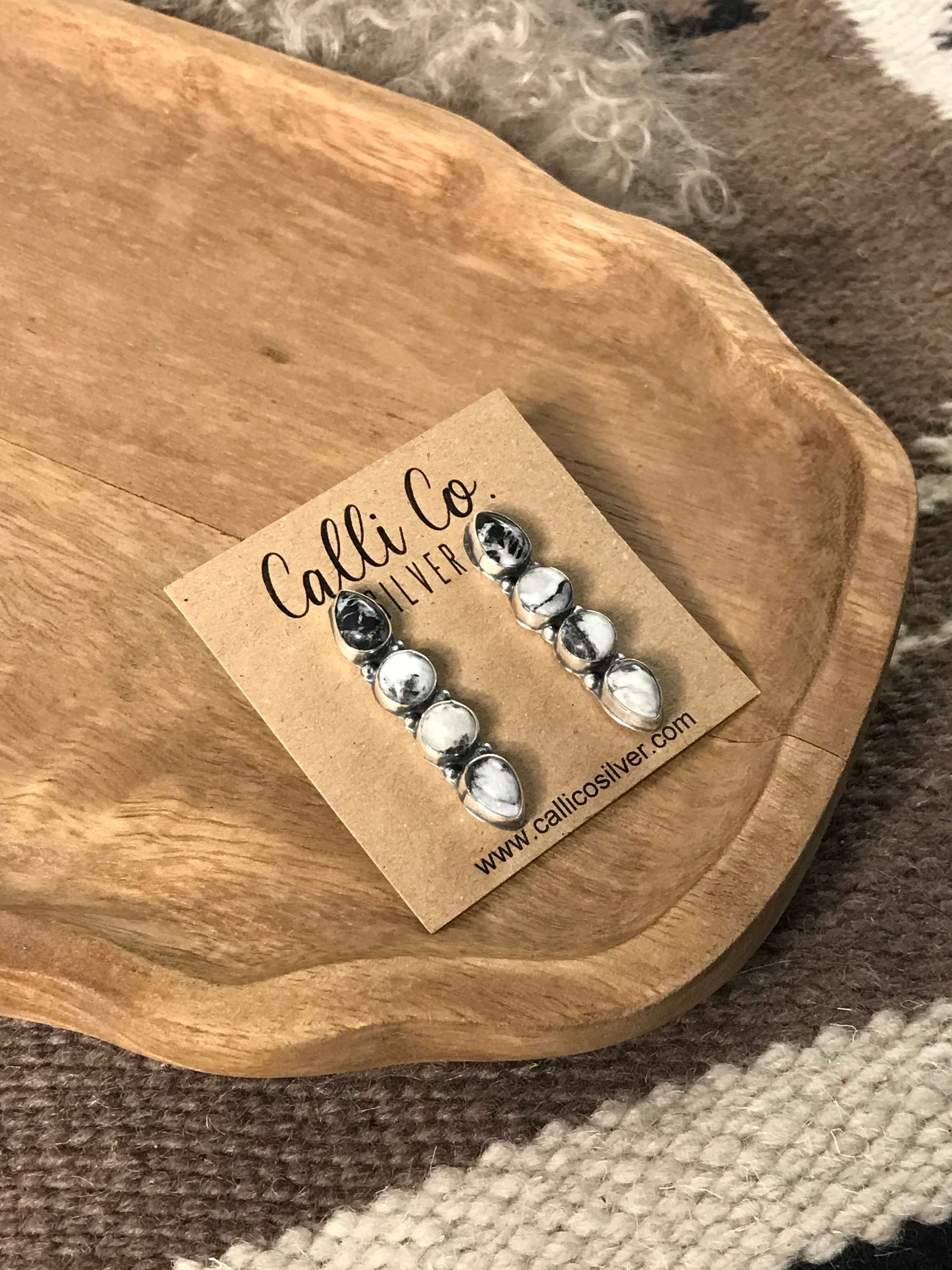 The Basiao Earrings, 8 xx-Earrings-Calli Co., Turquoise and Silver Jewelry, Native American Handmade, Zuni Tribe, Navajo Tribe, Brock Texas