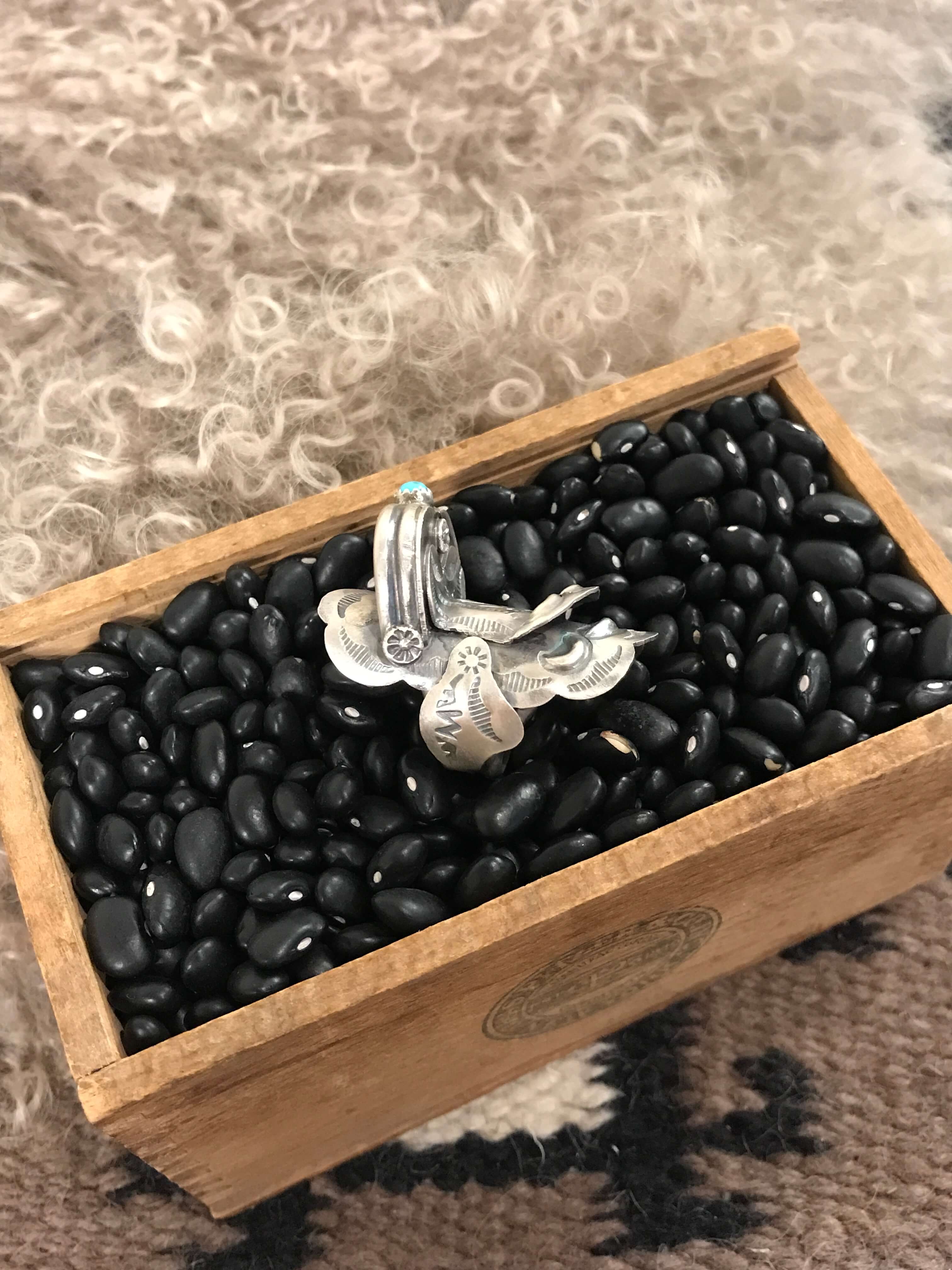 The Takoda Saddle Turquoise Ring 3, Sz 8.5-Rings-Calli Co., Turquoise and Silver Jewelry, Native American Handmade, Zuni Tribe, Navajo Tribe, Brock Texas