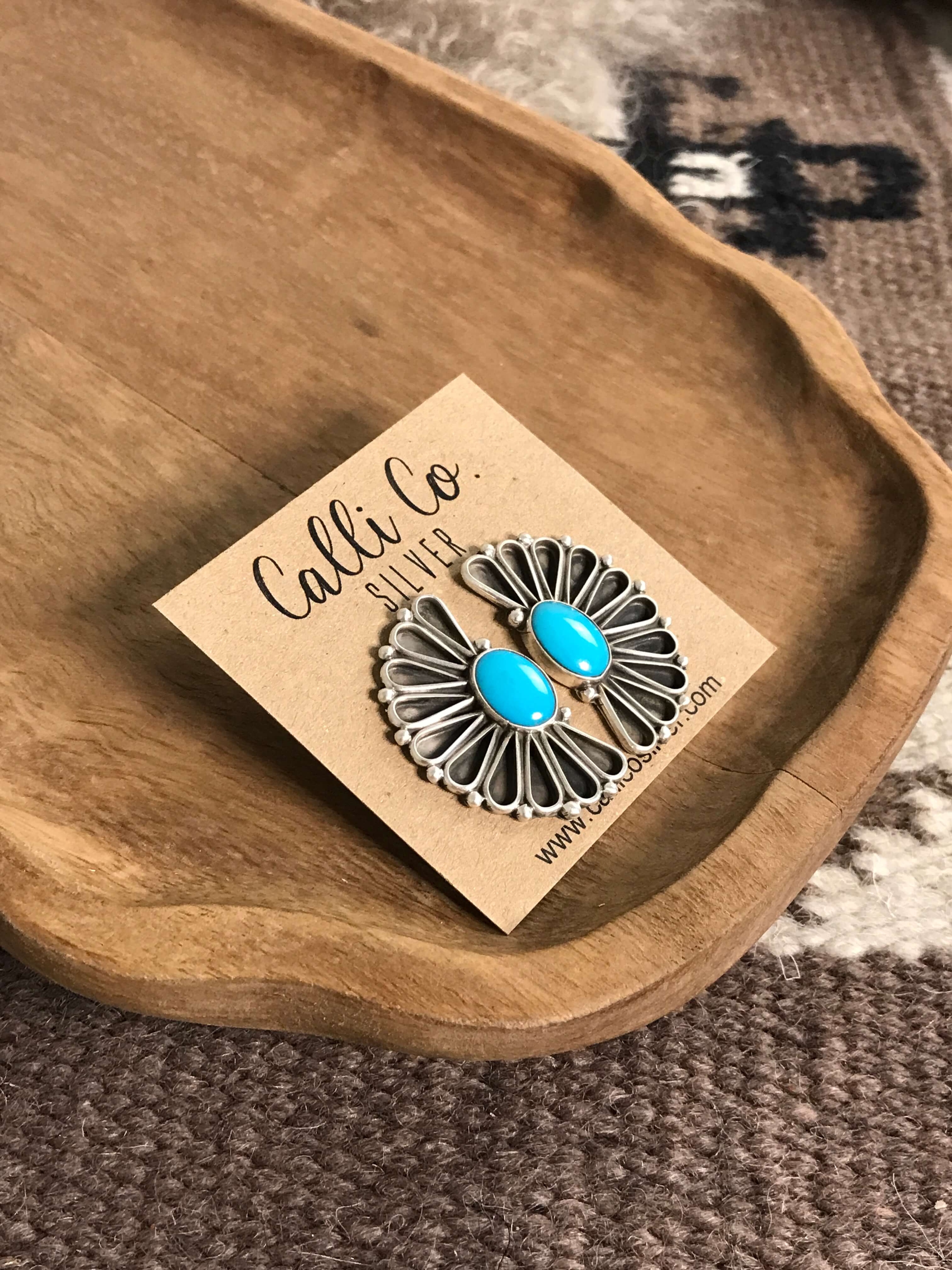 The Aurora Turquoise Earrings, 2-Earrings-Calli Co., Turquoise and Silver Jewelry, Native American Handmade, Zuni Tribe, Navajo Tribe, Brock Texas