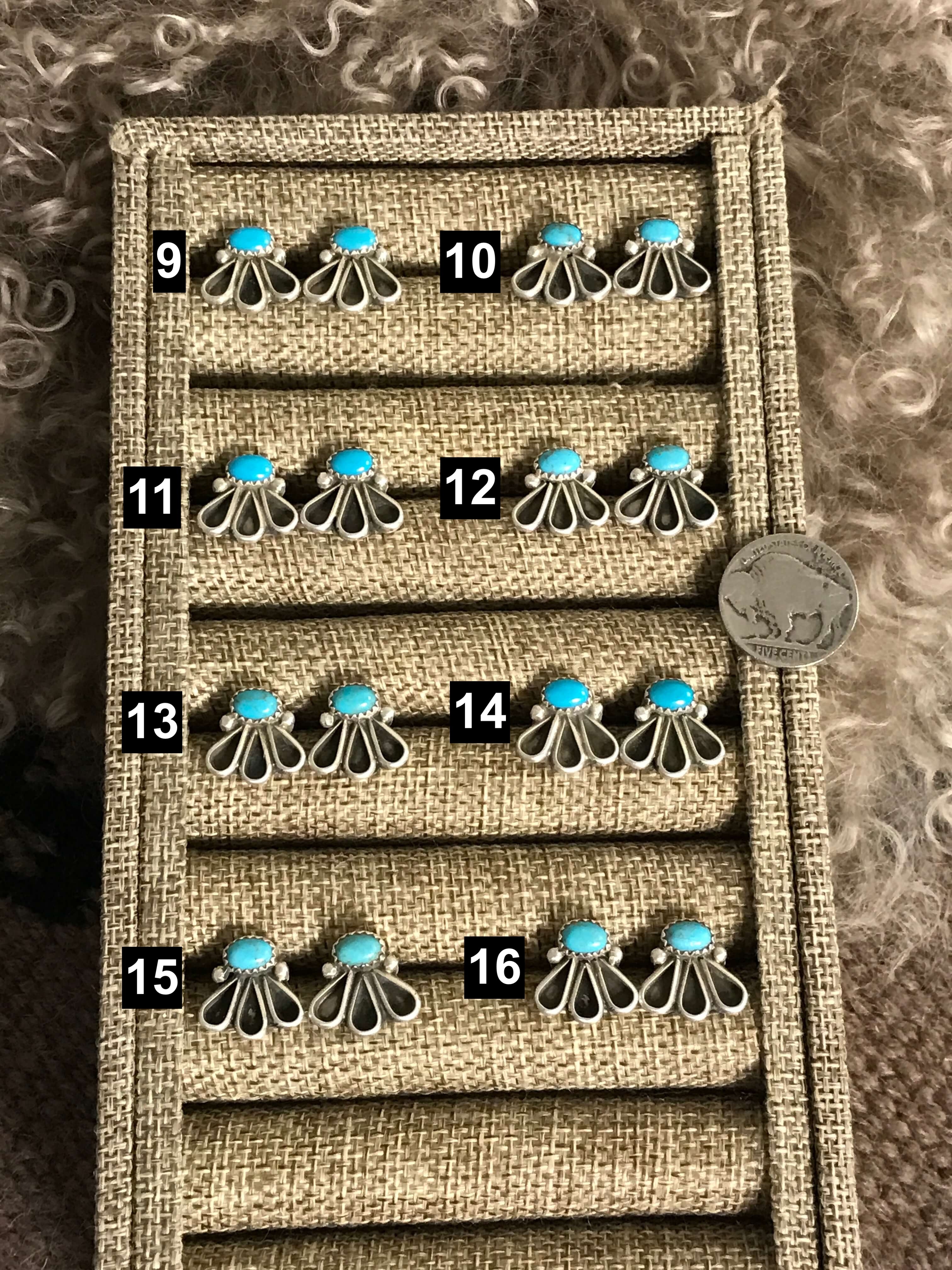 The Mira Turquoise Earrings-Earrings-Calli Co., Turquoise and Silver Jewelry, Native American Handmade, Zuni Tribe, Navajo Tribe, Brock Texas