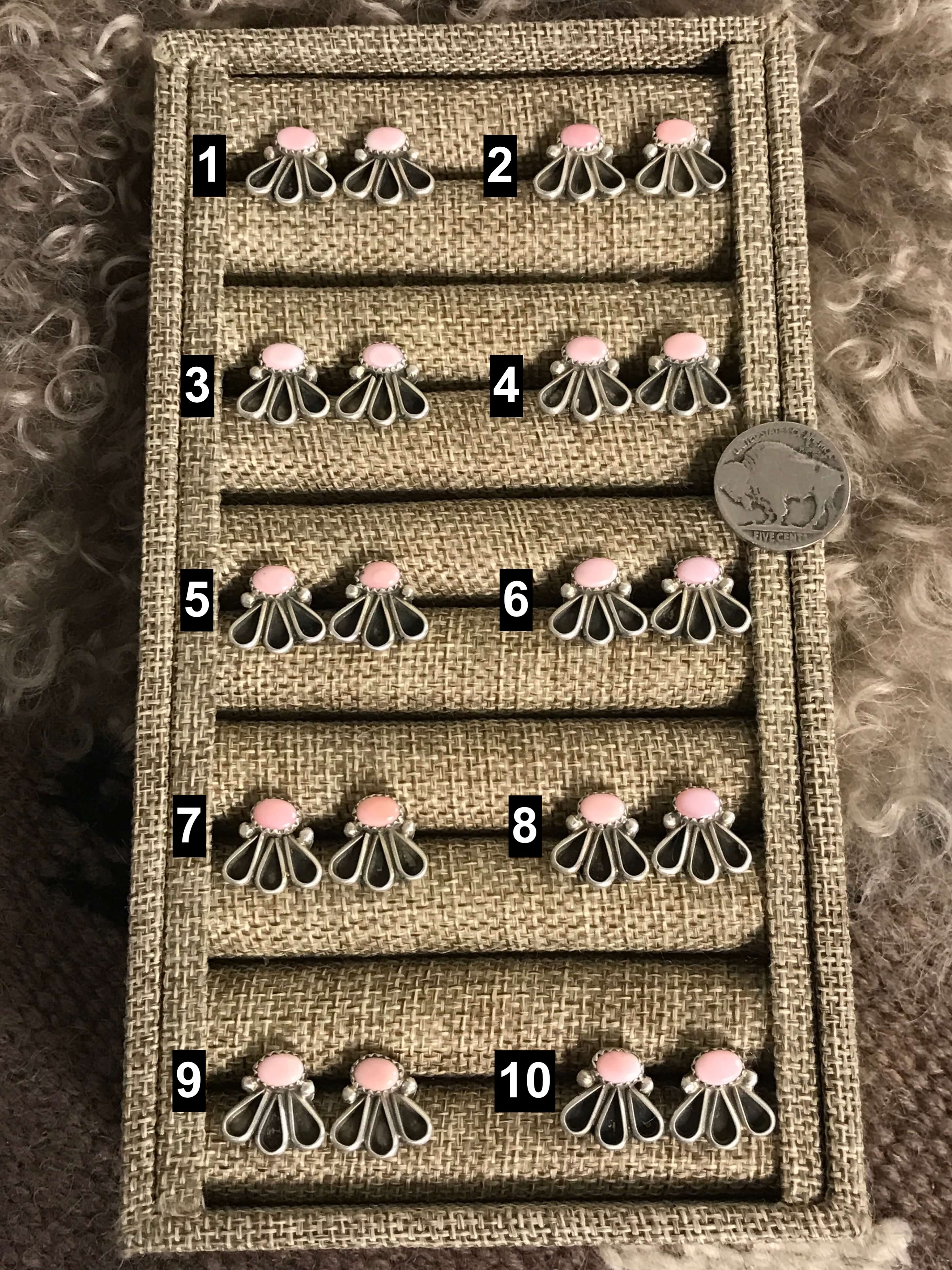 The Mira Pink Conch Earrings-Earrings-Calli Co., Turquoise and Silver Jewelry, Native American Handmade, Zuni Tribe, Navajo Tribe, Brock Texas