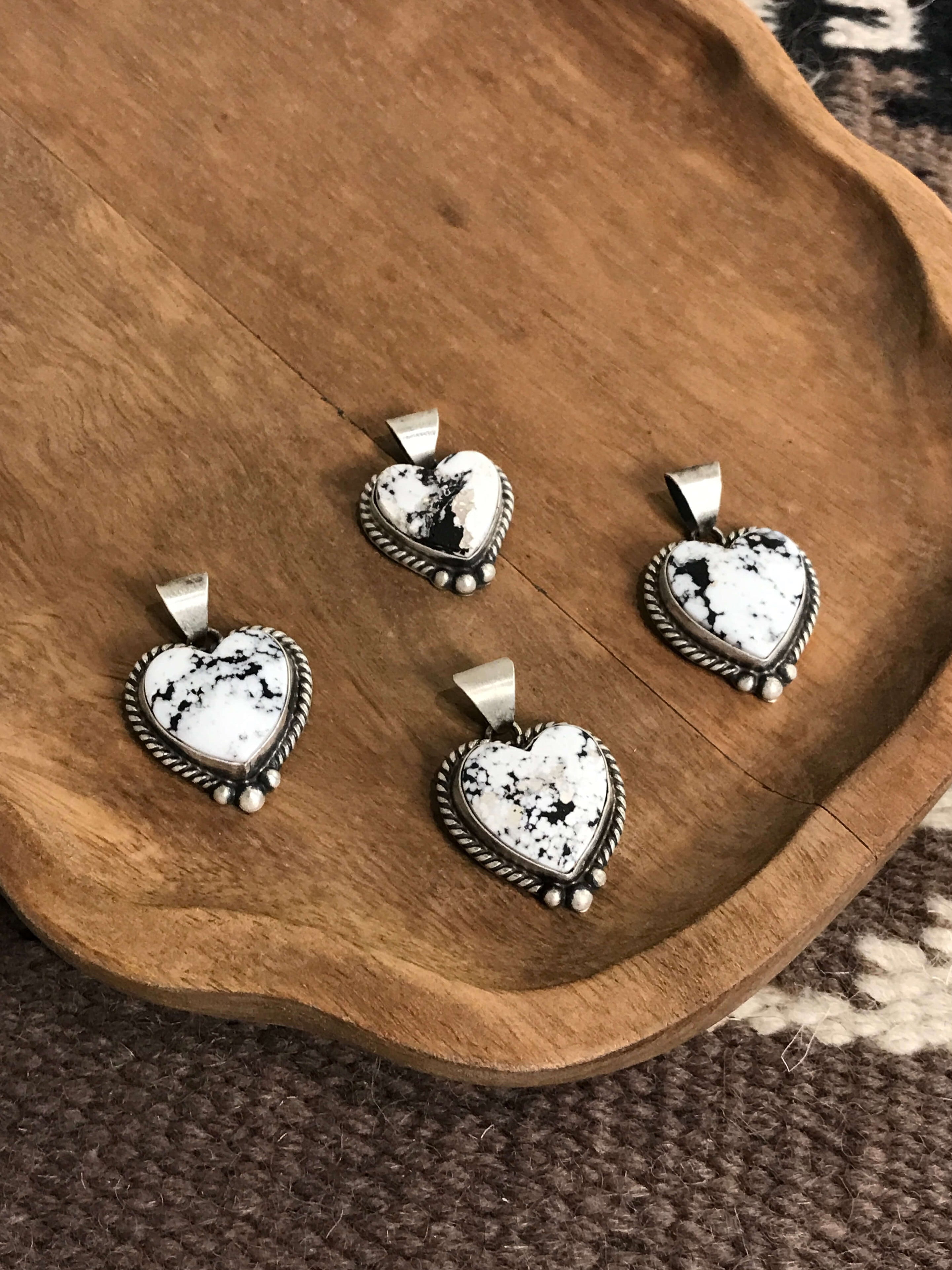 The Yancey Heart Pendants-Pendants-Calli Co., Turquoise and Silver Jewelry, Native American Handmade, Zuni Tribe, Navajo Tribe, Brock Texas