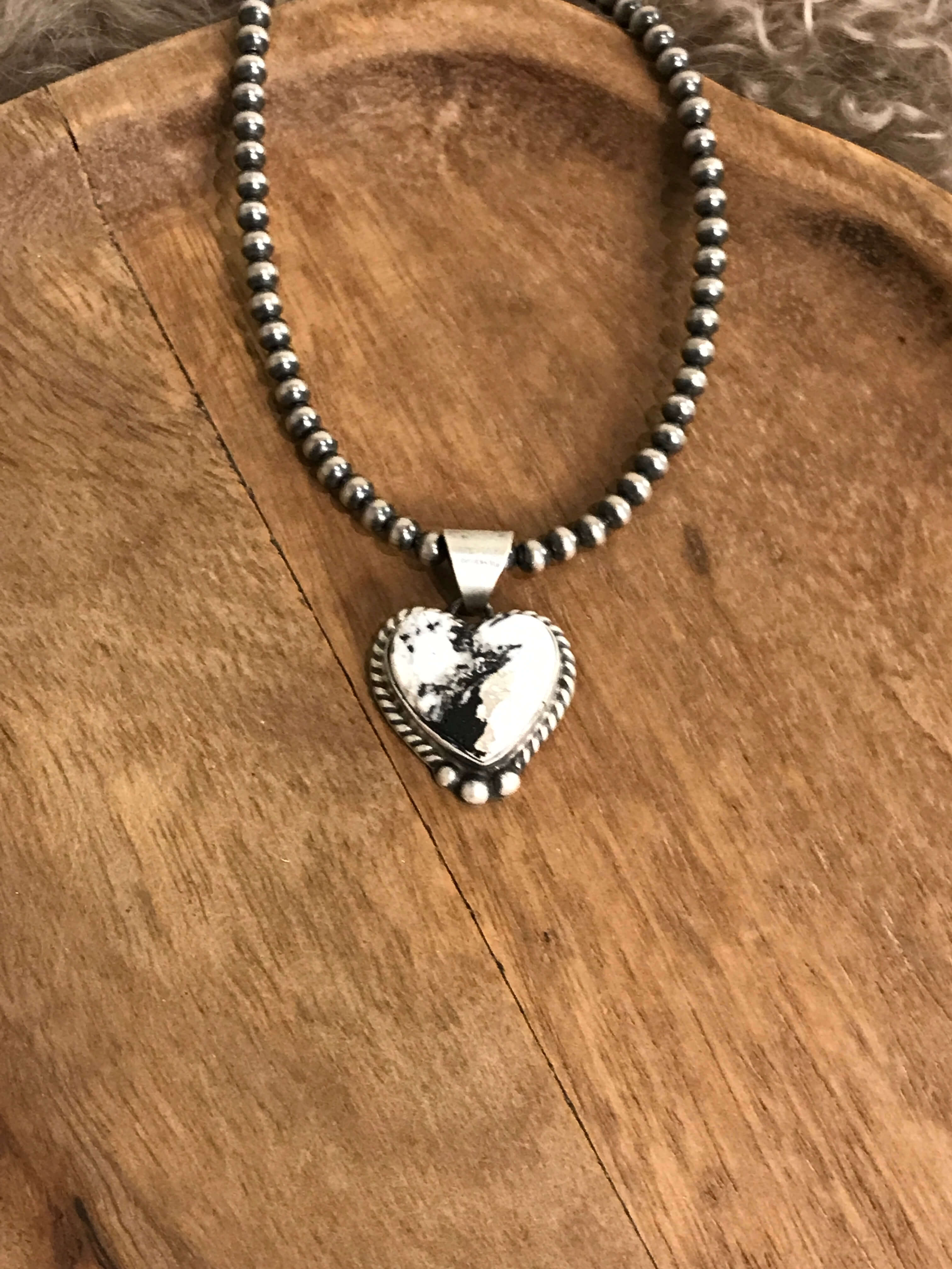 The Yancey Heart Pendants-Pendants-Calli Co., Turquoise and Silver Jewelry, Native American Handmade, Zuni Tribe, Navajo Tribe, Brock Texas