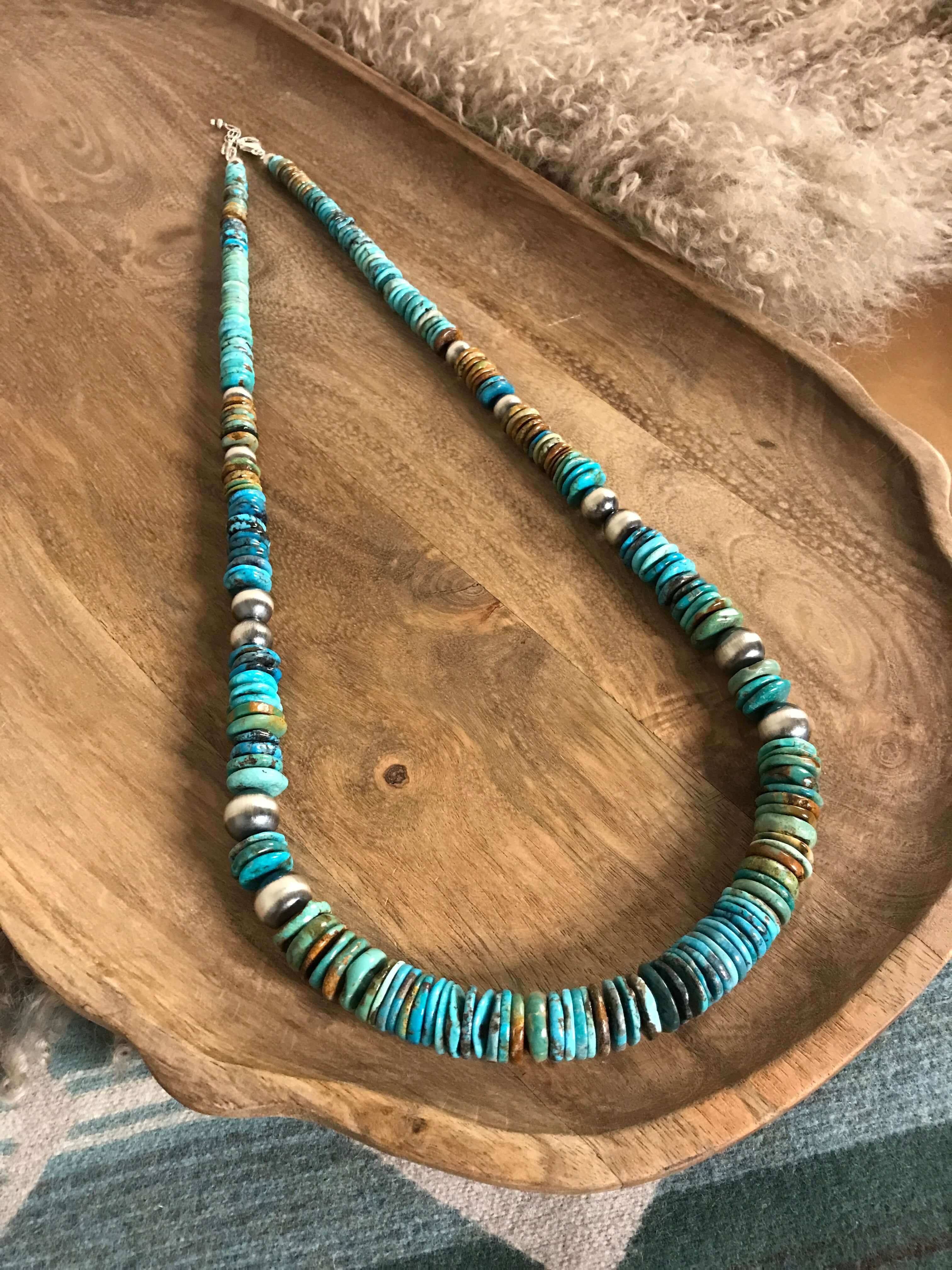 The Tuscola 34" Statement Necklace, 5-Necklaces-Calli Co., Turquoise and Silver Jewelry, Native American Handmade, Zuni Tribe, Navajo Tribe, Brock Texas