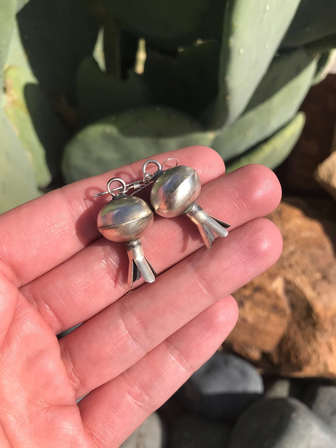 The Rosalie Blossom Earrings-Earrings-Calli Co., Turquoise and Silver Jewelry, Native American Handmade, Zuni Tribe, Navajo Tribe, Brock Texas