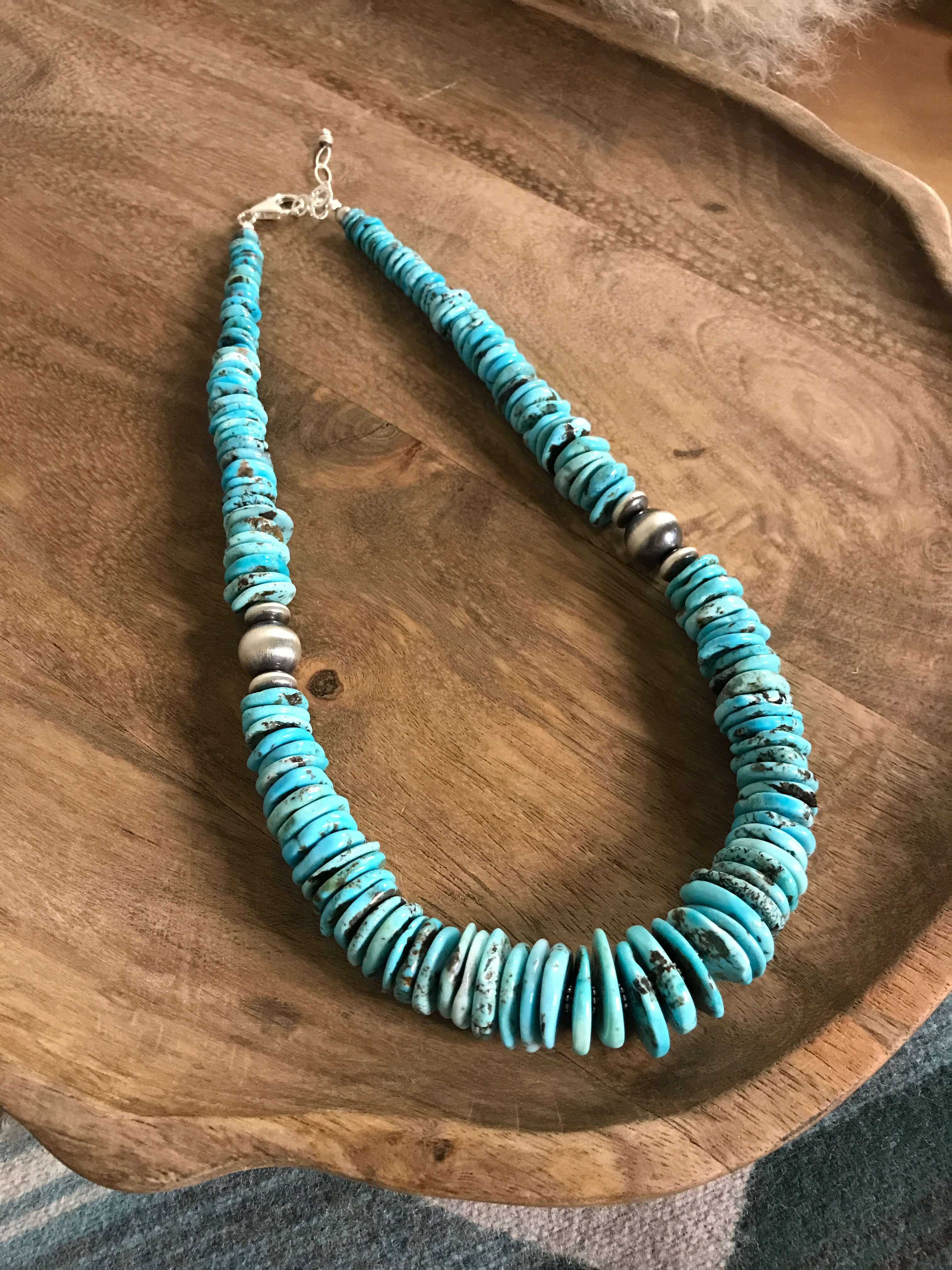 The Brady 20" Stacked Necklace, 1-Necklaces-Calli Co., Turquoise and Silver Jewelry, Native American Handmade, Zuni Tribe, Navajo Tribe, Brock Texas