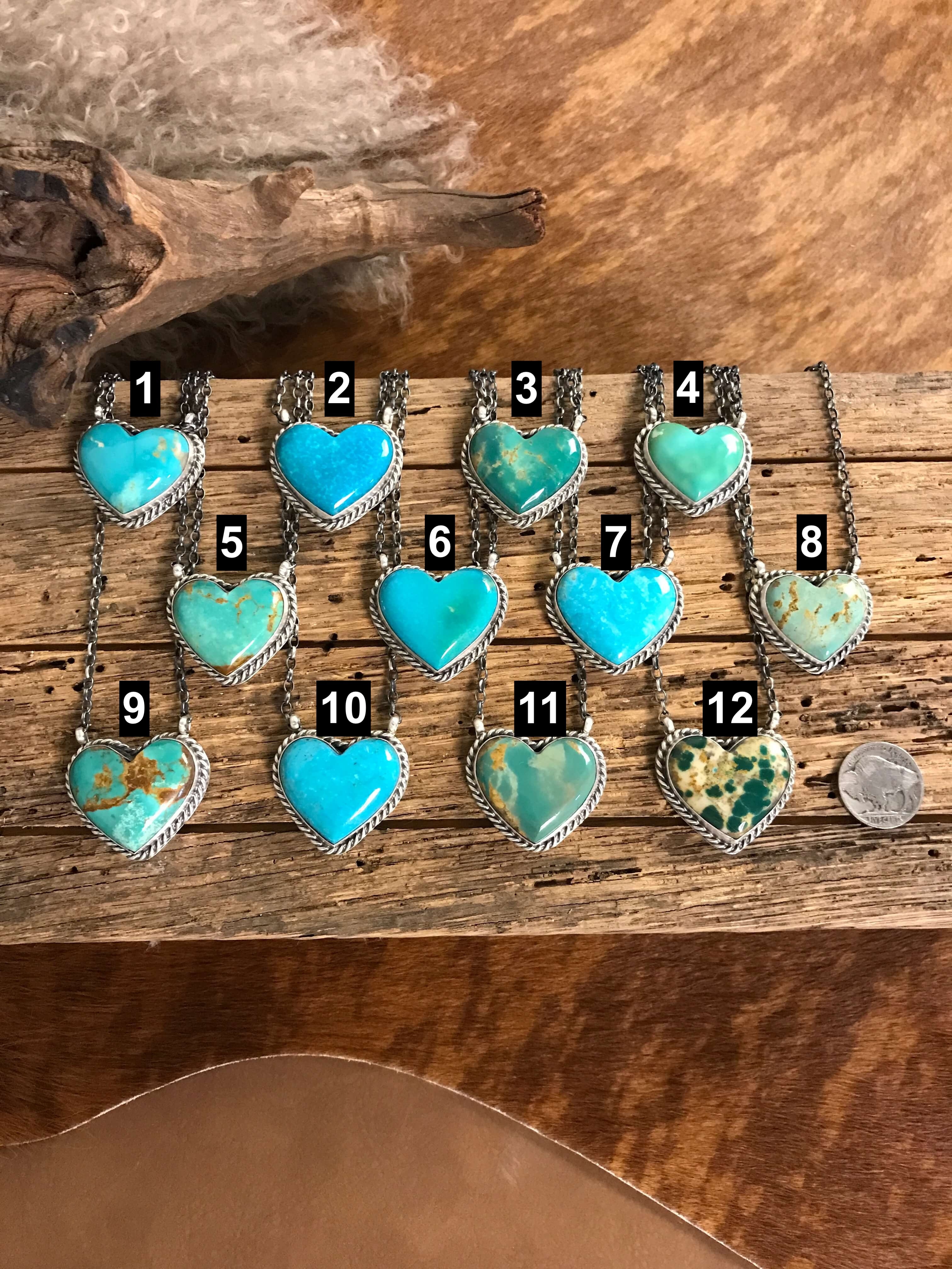The Turquoise Heart Necklaces-Necklaces-Calli Co., Turquoise and Silver Jewelry, Native American Handmade, Zuni Tribe, Navajo Tribe, Brock Texas
