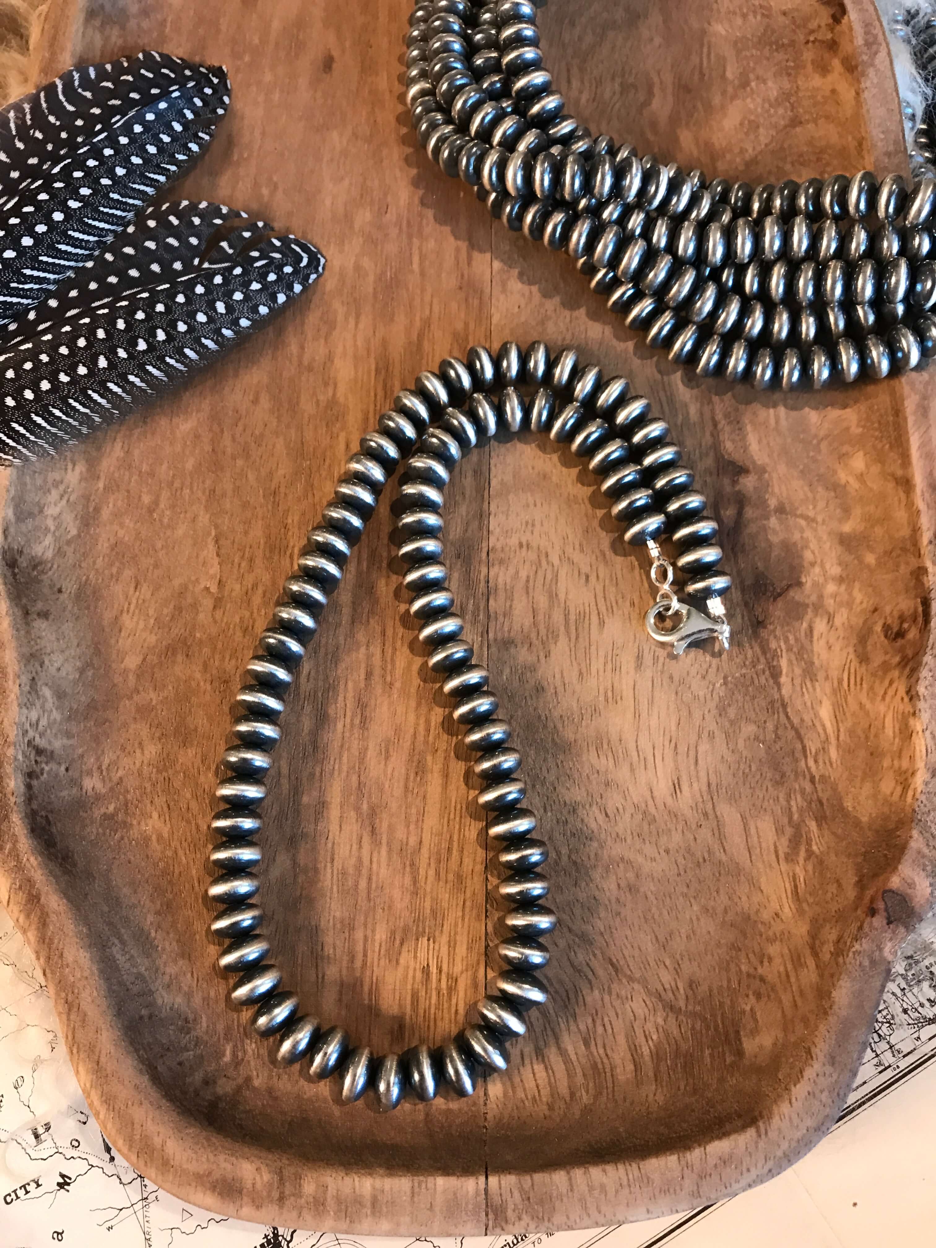 The Midland 9mm Saucer Pearl Necklace-Necklaces-Calli Co., Turquoise and Silver Jewelry, Native American Handmade, Zuni Tribe, Navajo Tribe, Brock Texas