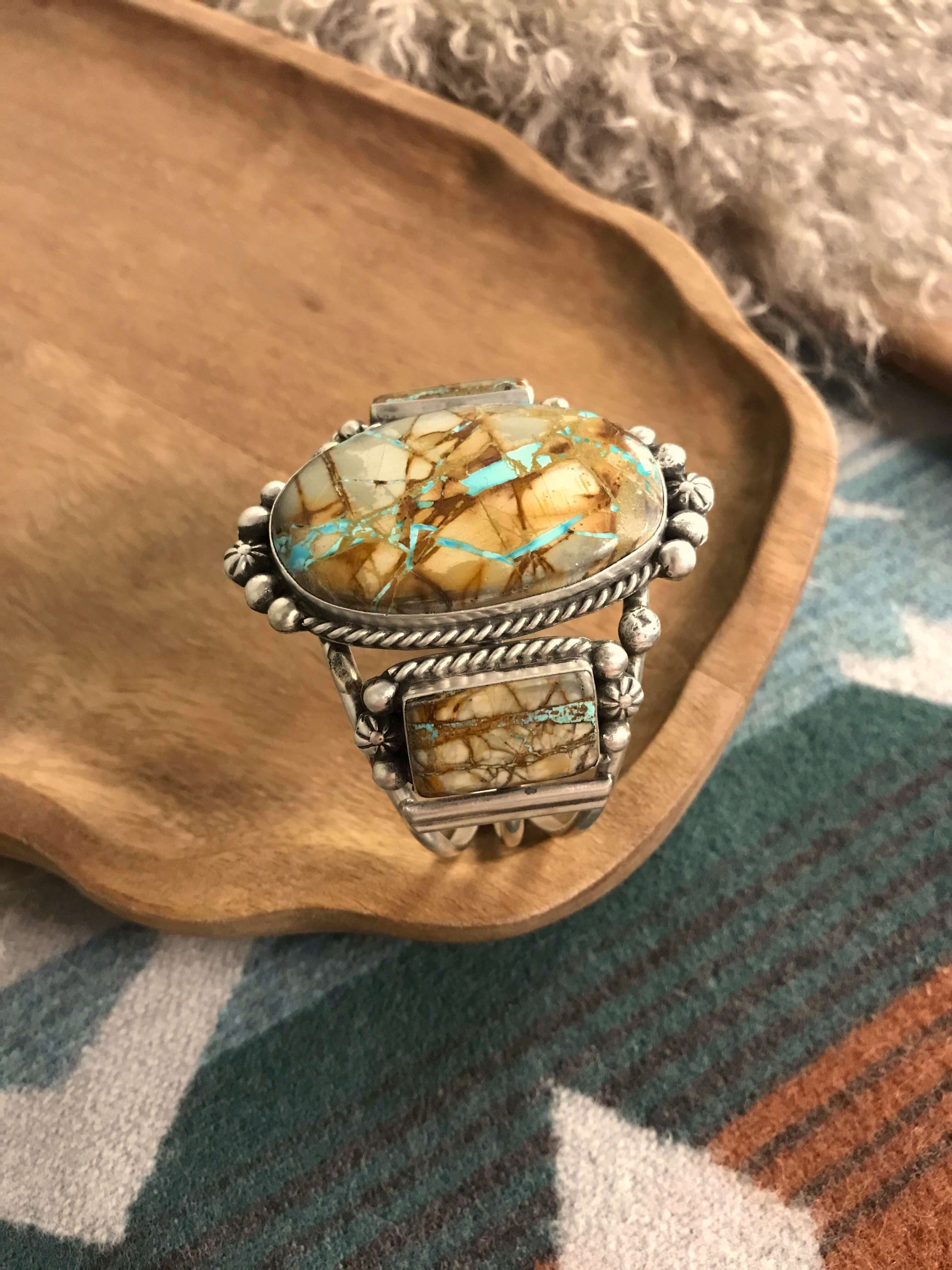 The Fredonia Turquoise Cuff, 6-Bracelets & Cuffs-Calli Co., Turquoise and Silver Jewelry, Native American Handmade, Zuni Tribe, Navajo Tribe, Brock Texas